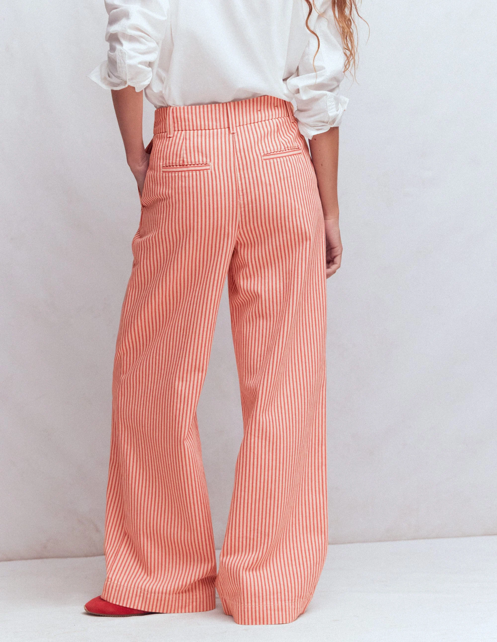 Kensington Wide Leg Pants-Red Ticking Stripe - Image 3