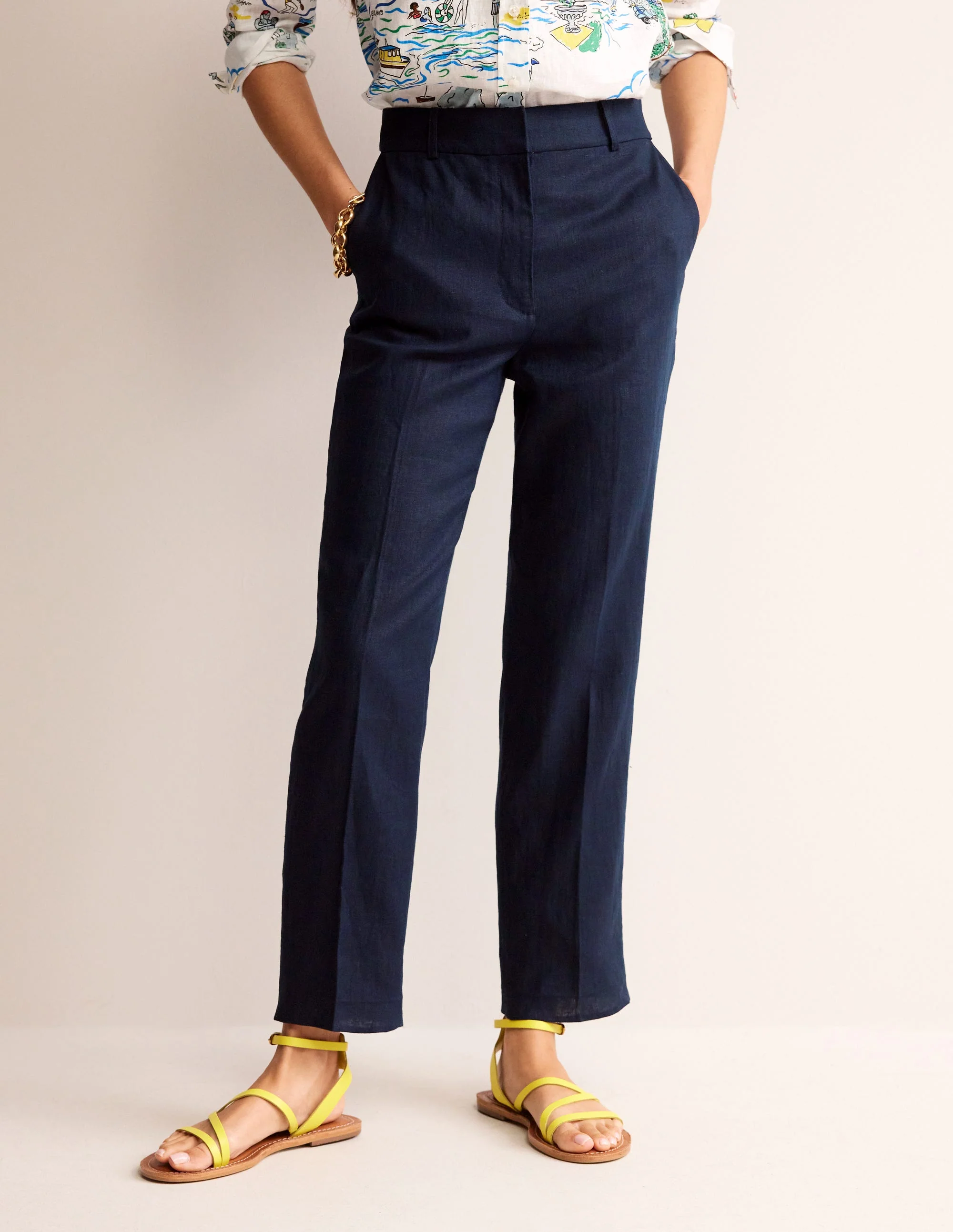 Kew Linen Pants-Navy - Image 4