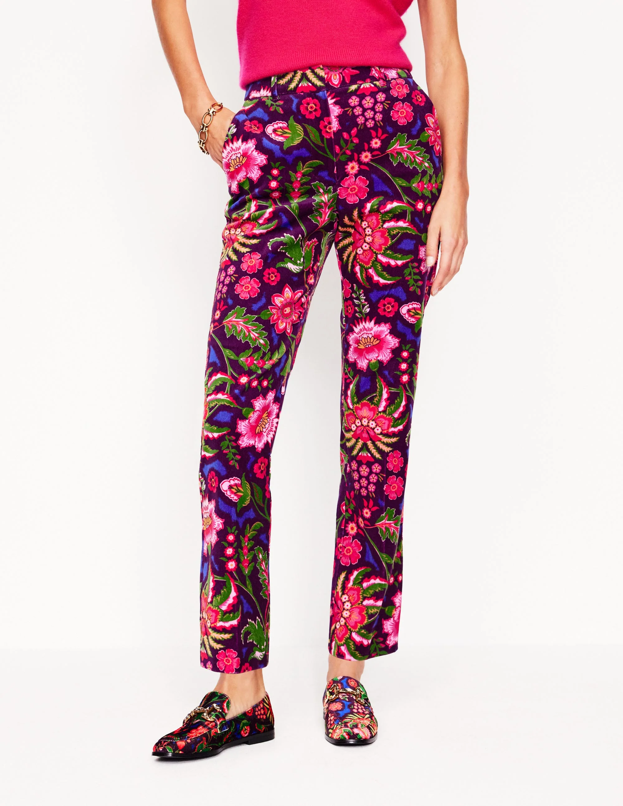 Kew Velvet Trousers-Multi, Blossom Flourish - Image 4