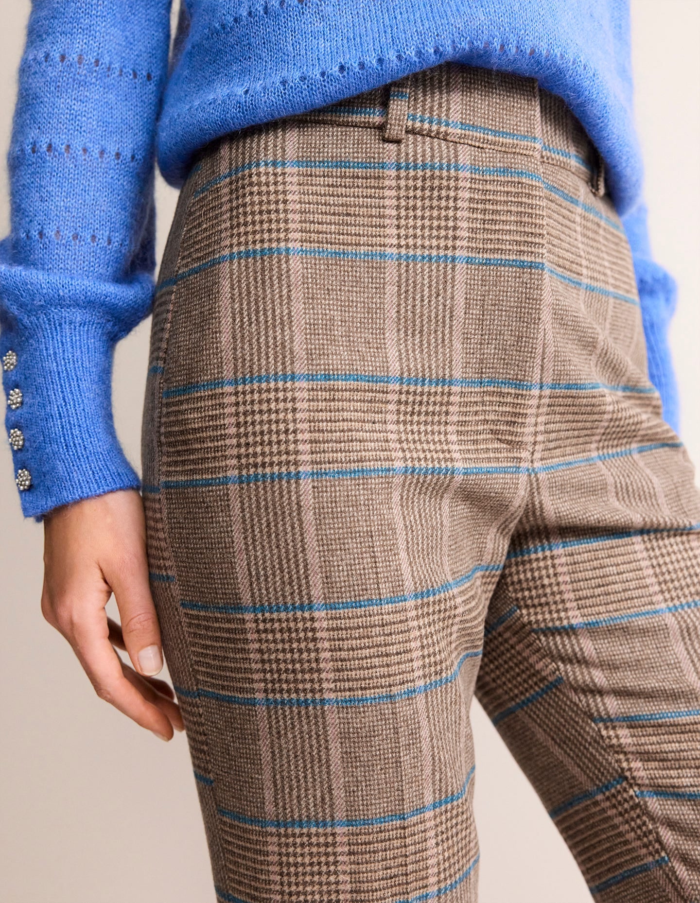 Kew Wool Pants-Camel and Pink Prince of Wales - Image 2