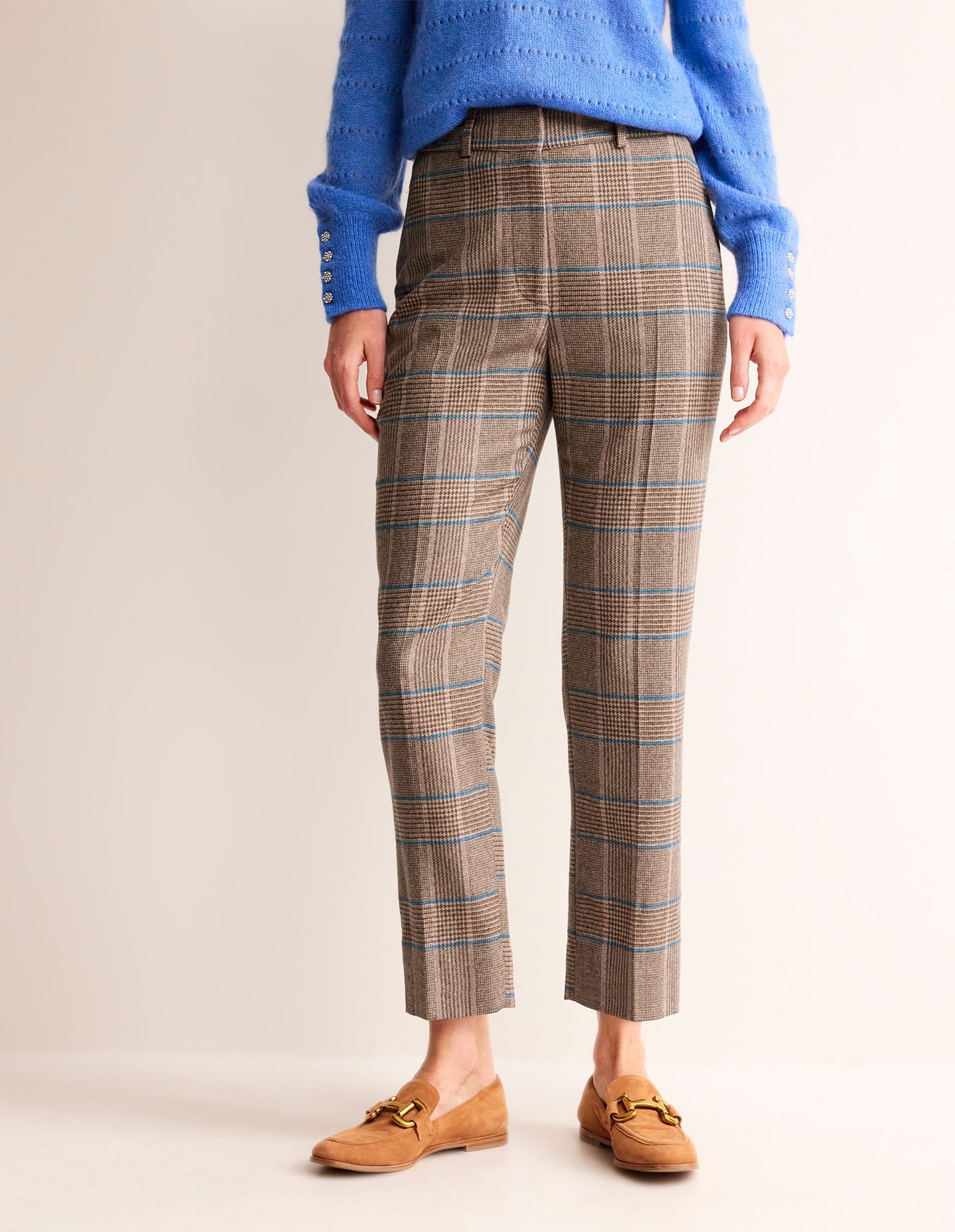 Kew Wool Pants-Camel and Pink Prince of Wales - Image 4