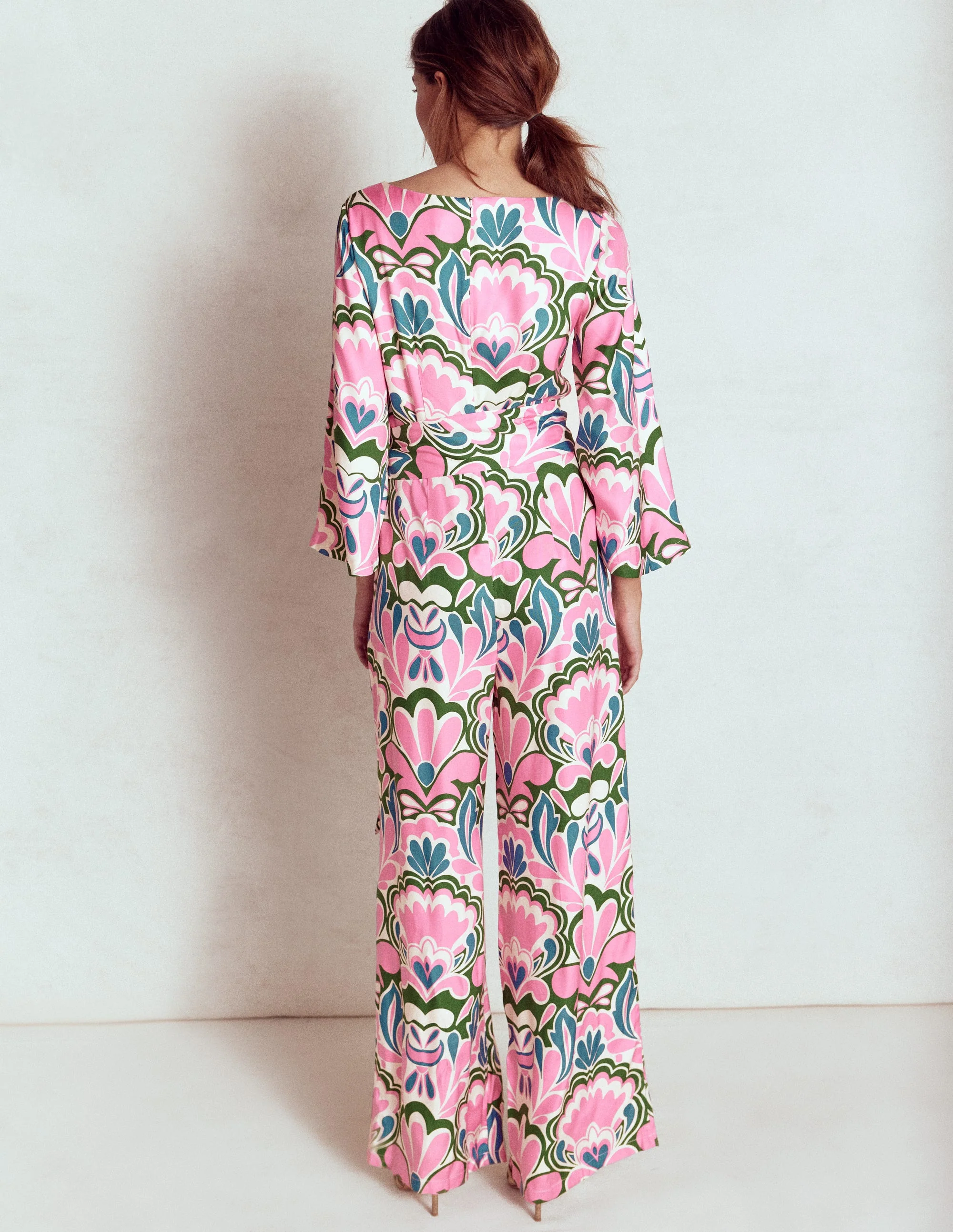 Kimono Sleeve Jumpsuit-Meadowsweet Pink, Freesia - Image 4