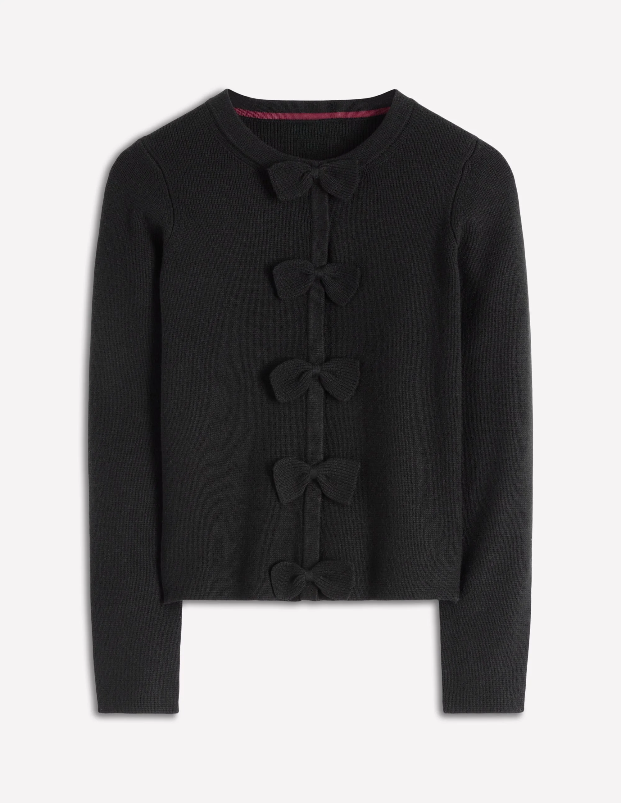 Knitted Bow Cardigan-Black - Image 6
