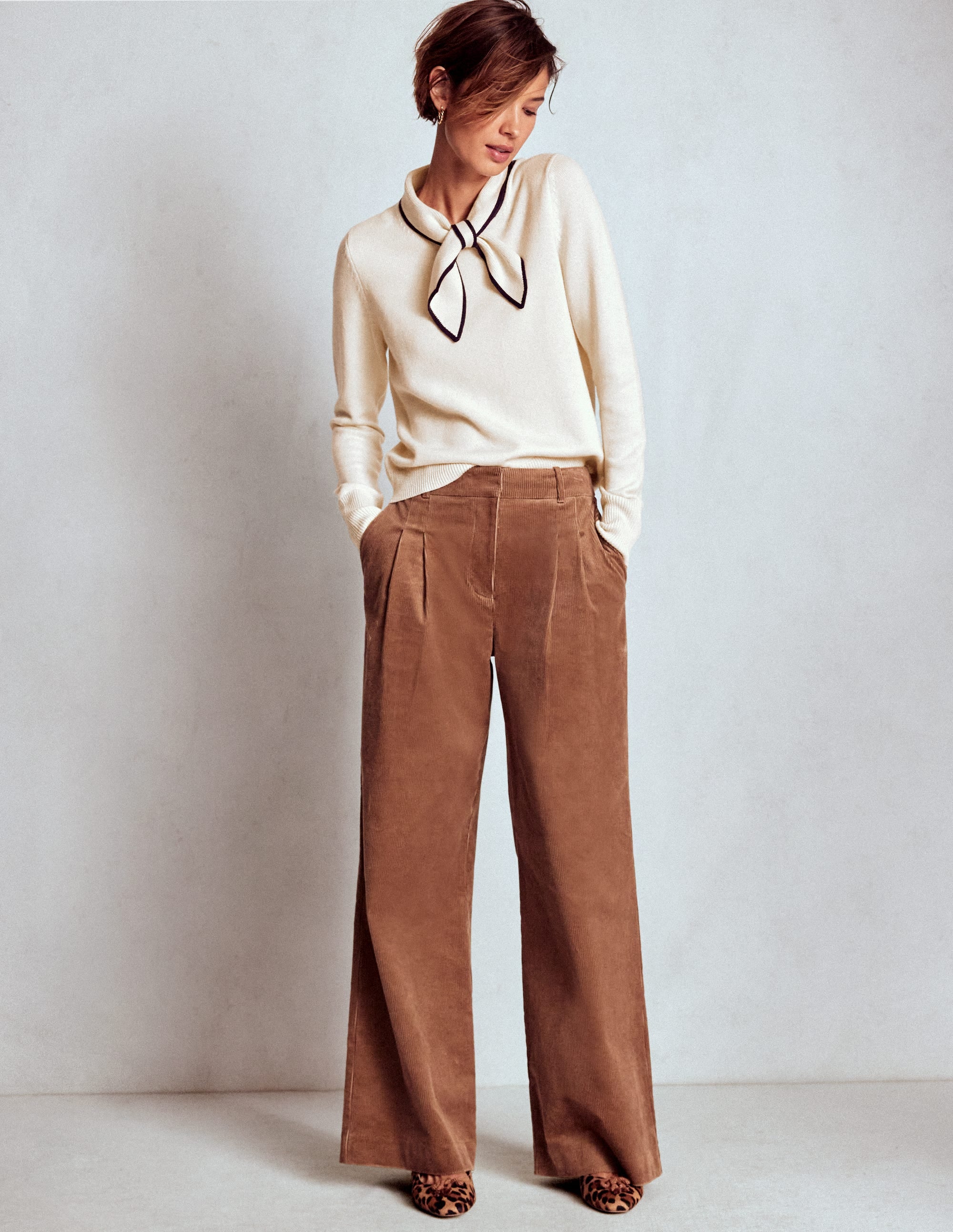 Knitted Bow Sweater-Warm Ivory - Image 4