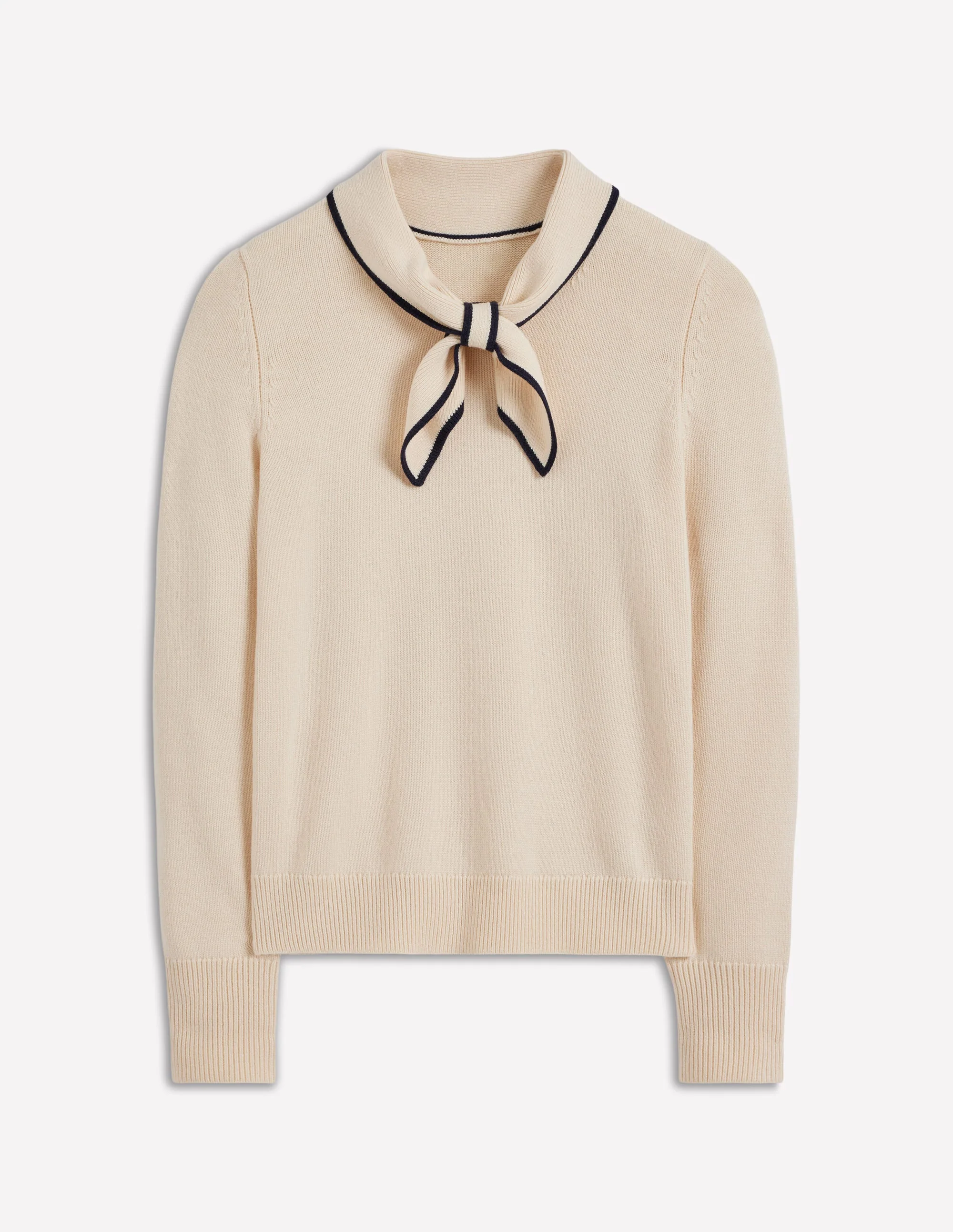 Knitted Bow Sweater-Warm Ivory - Image 6