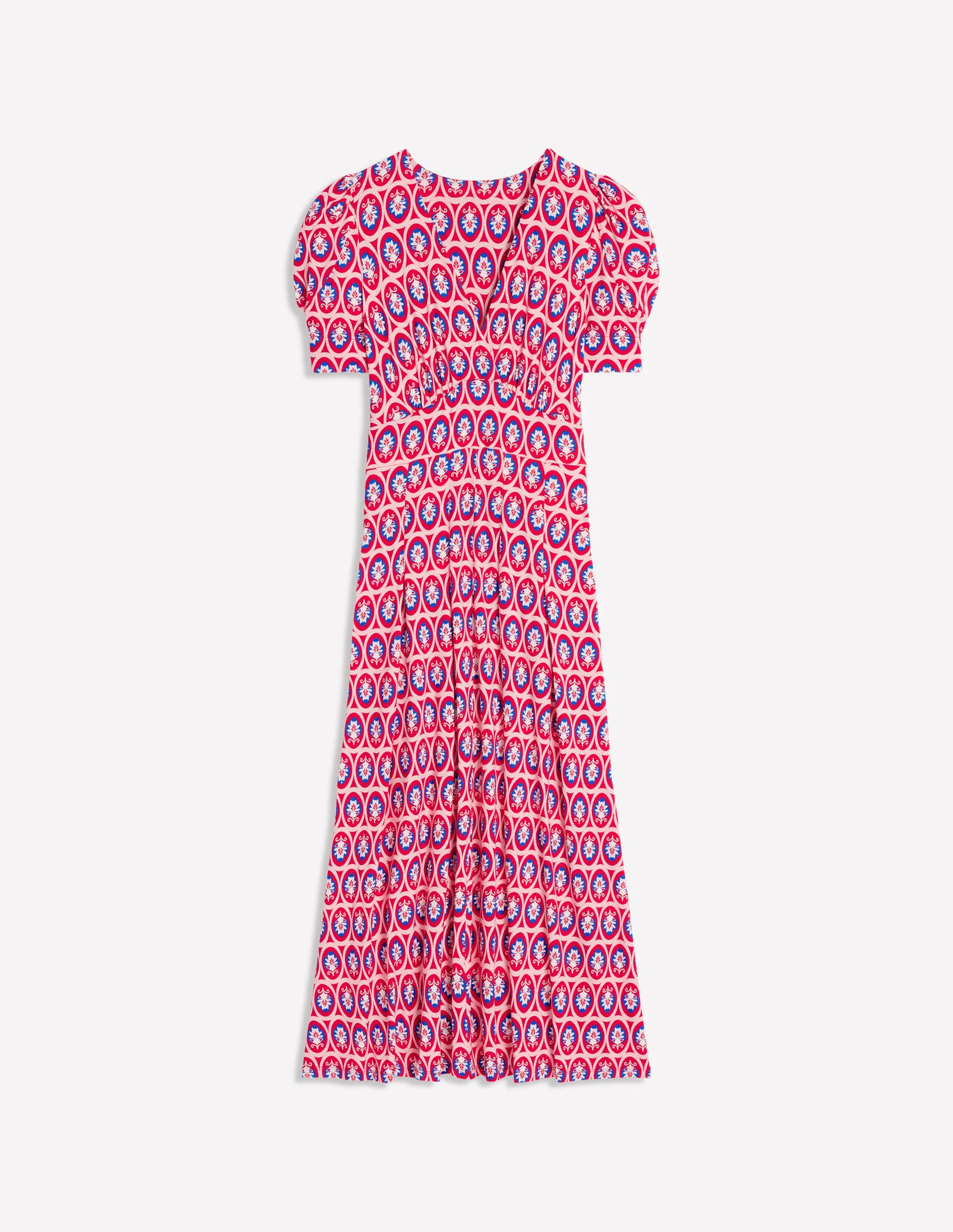 Kristen Pleated Jersey Dress-High Risk Red, Ornate Blossom - Image 6
