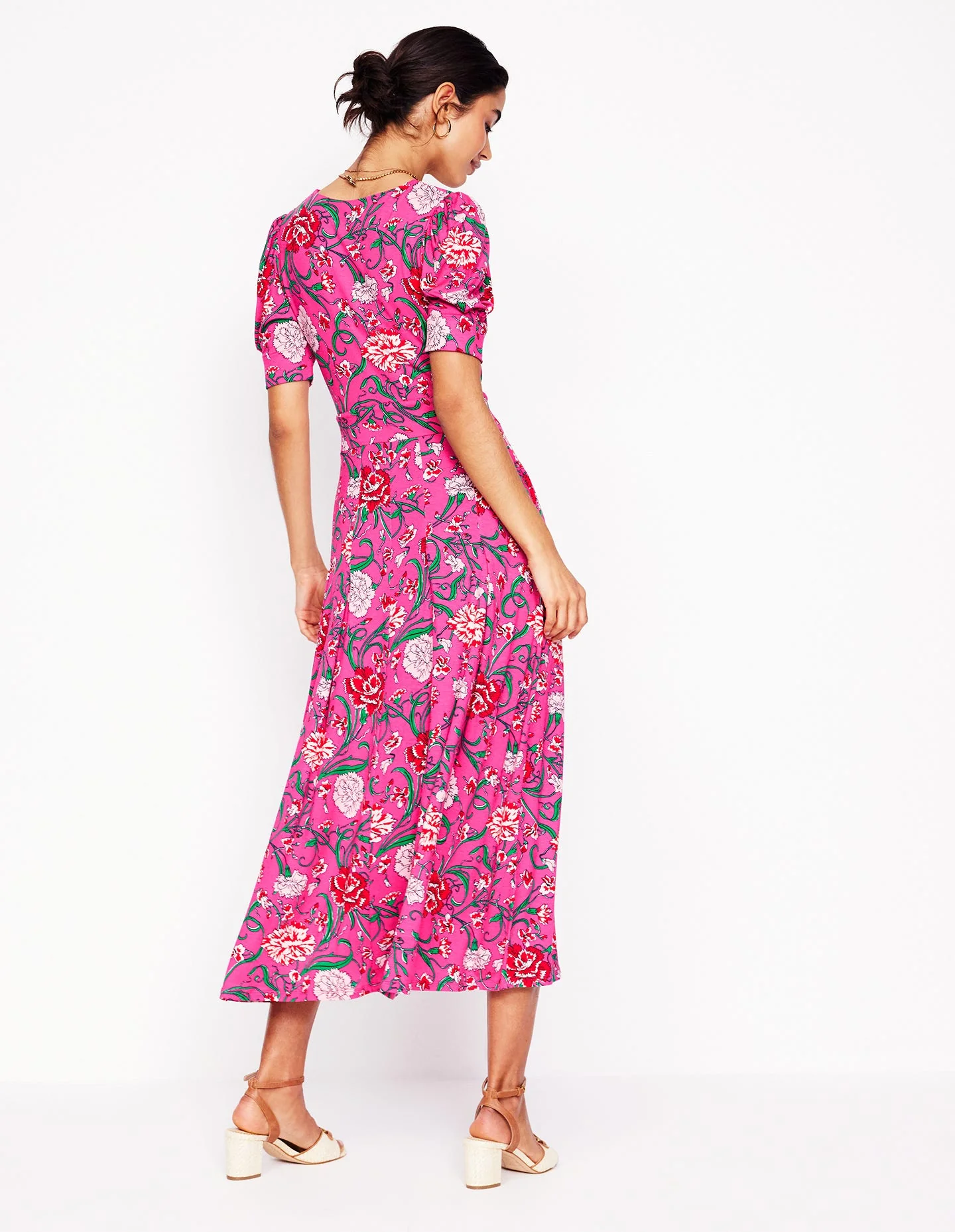 Kristen Pleated Jersey Dress-Pink Yarrow, Carnation Vine - Image 4