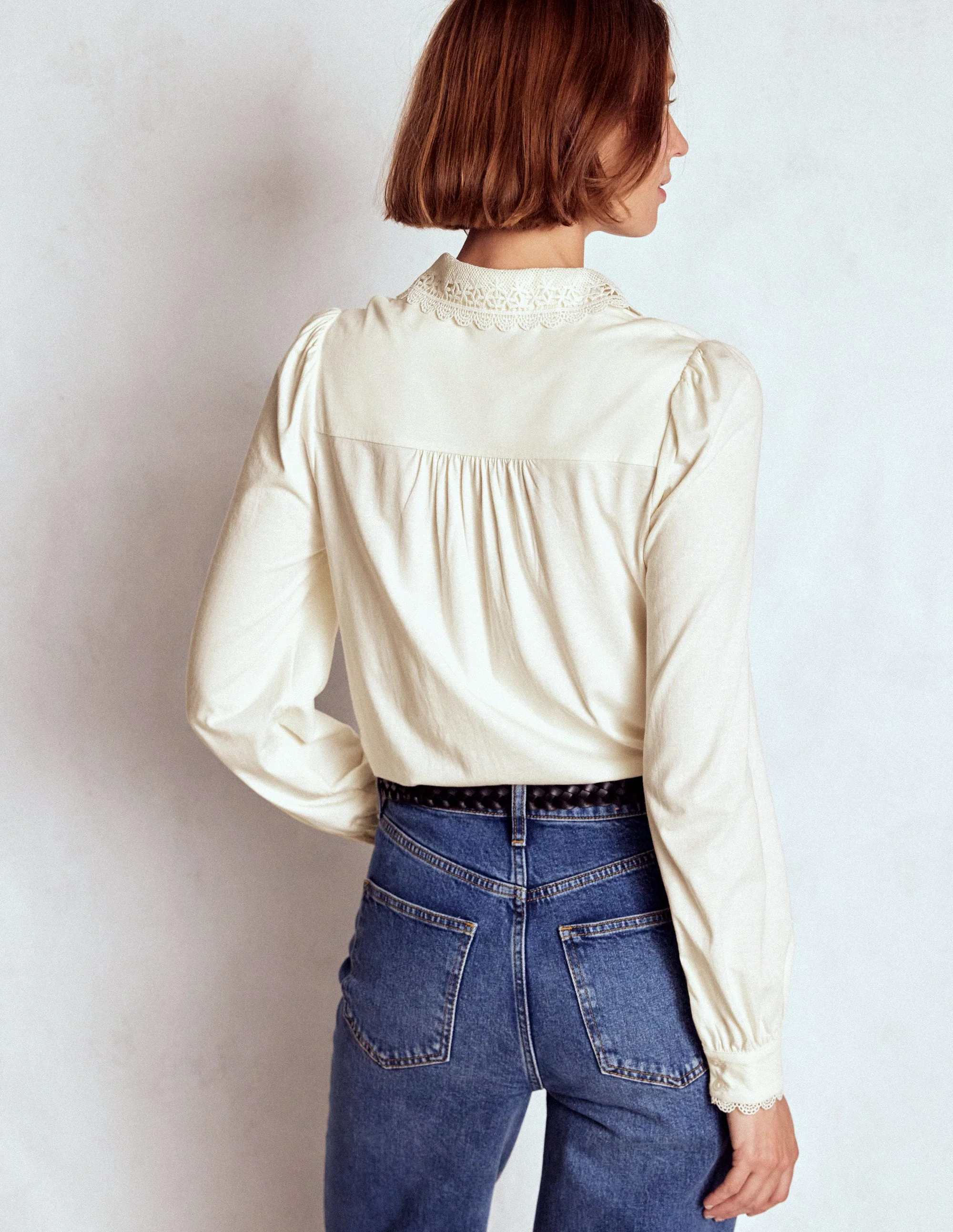 Lace Collar Blouse-Ivory - Image 3