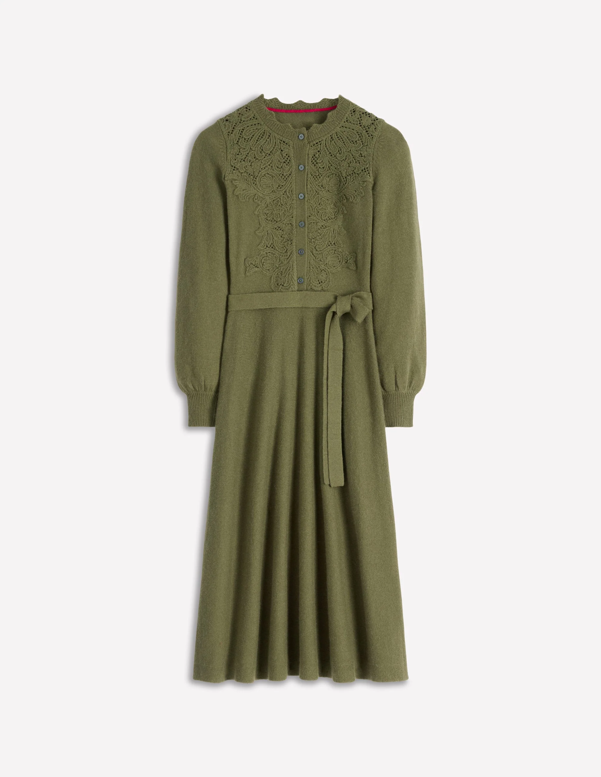 Lace Insert Knitted Midi Dress-Forest Glade - Image 7