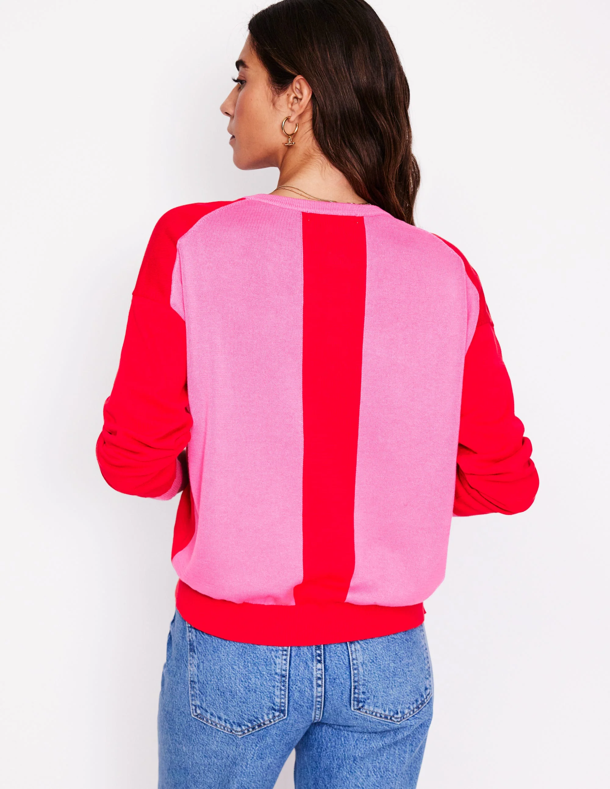 Lara Relaxed Cotton Cardigan-High Risk Red, Carmine Rose - Image 3