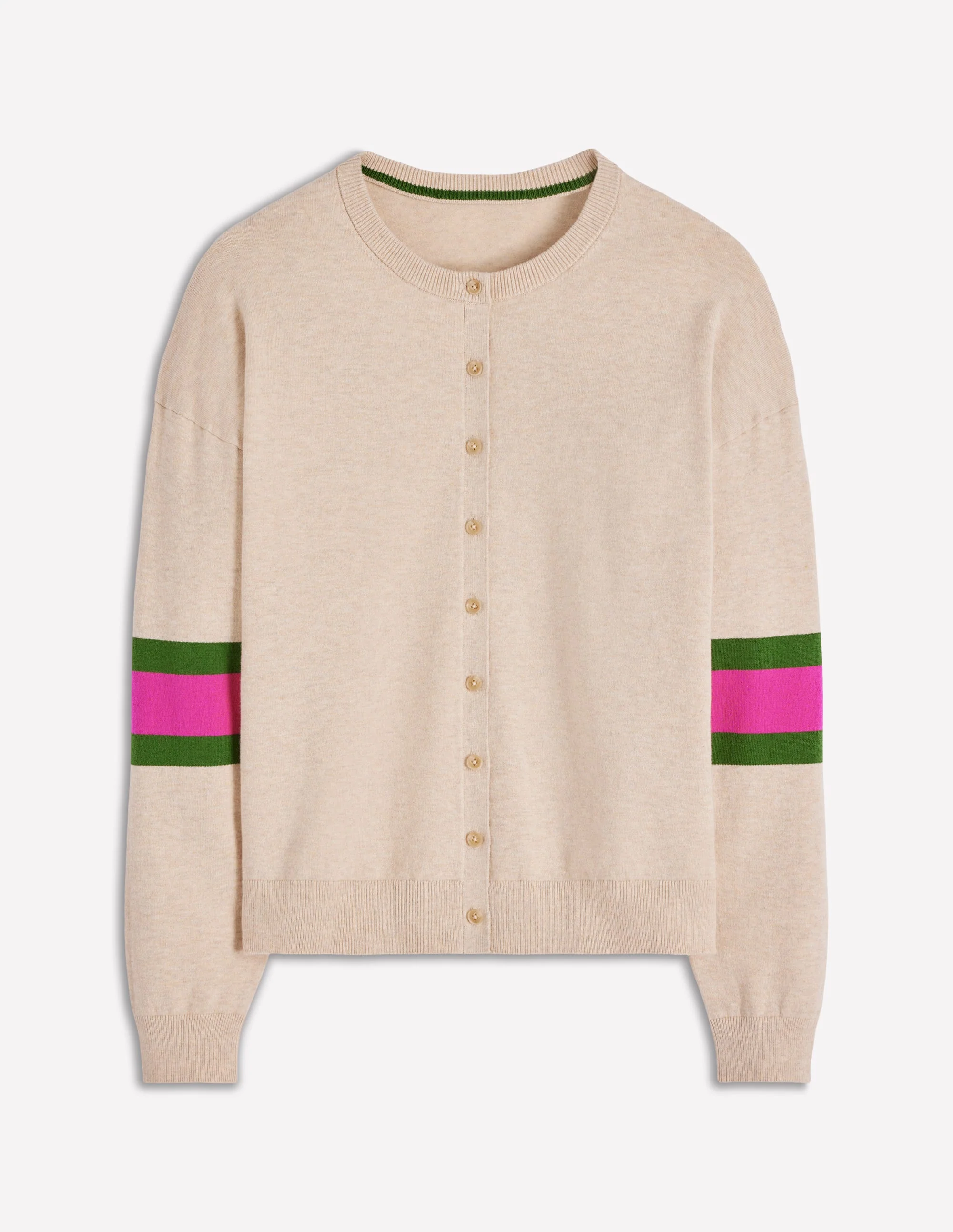 Lara Relaxed Cotton Cardigan-Oatmeal Melange - Image 4