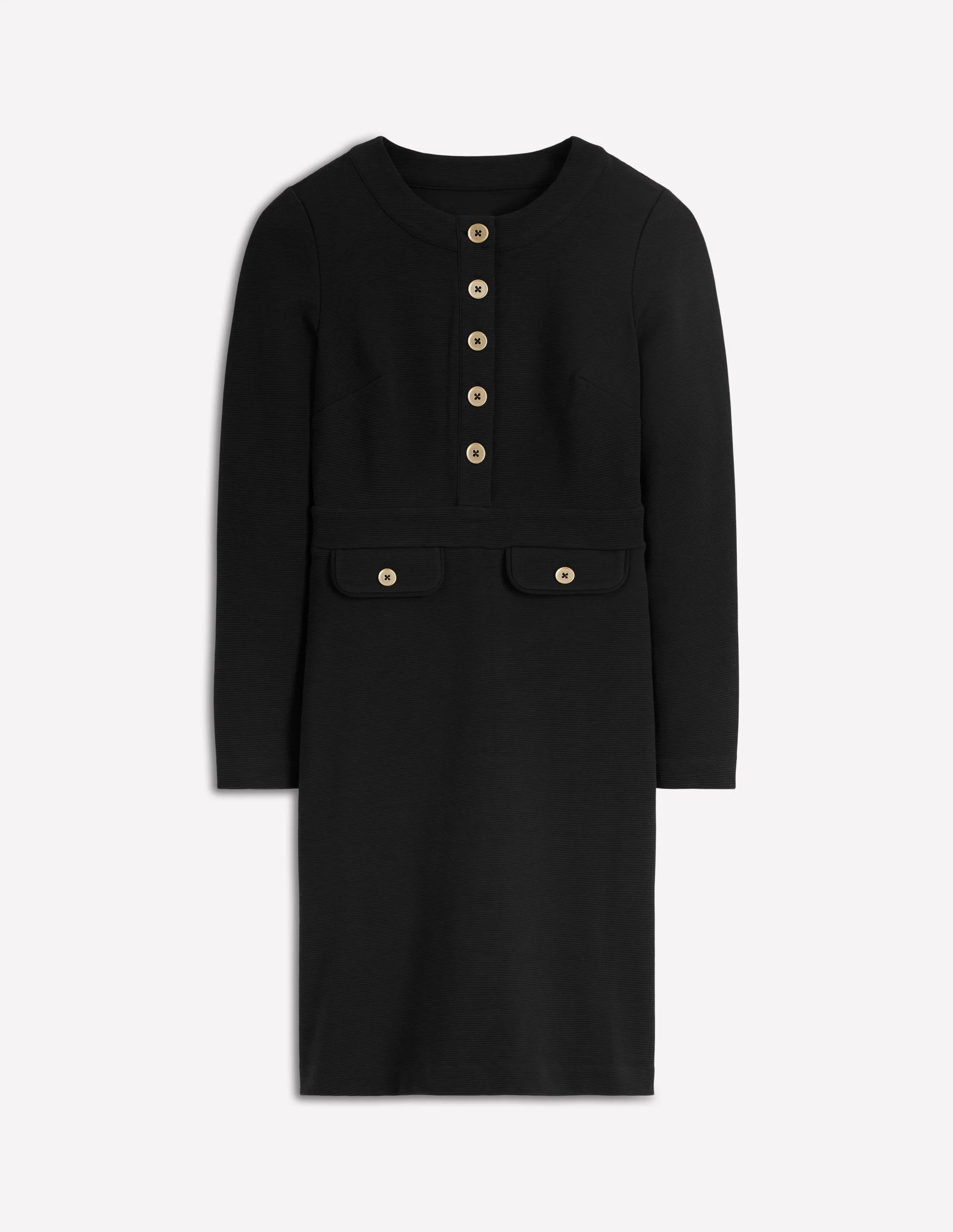 Lavinia Button Shift Dress-Black