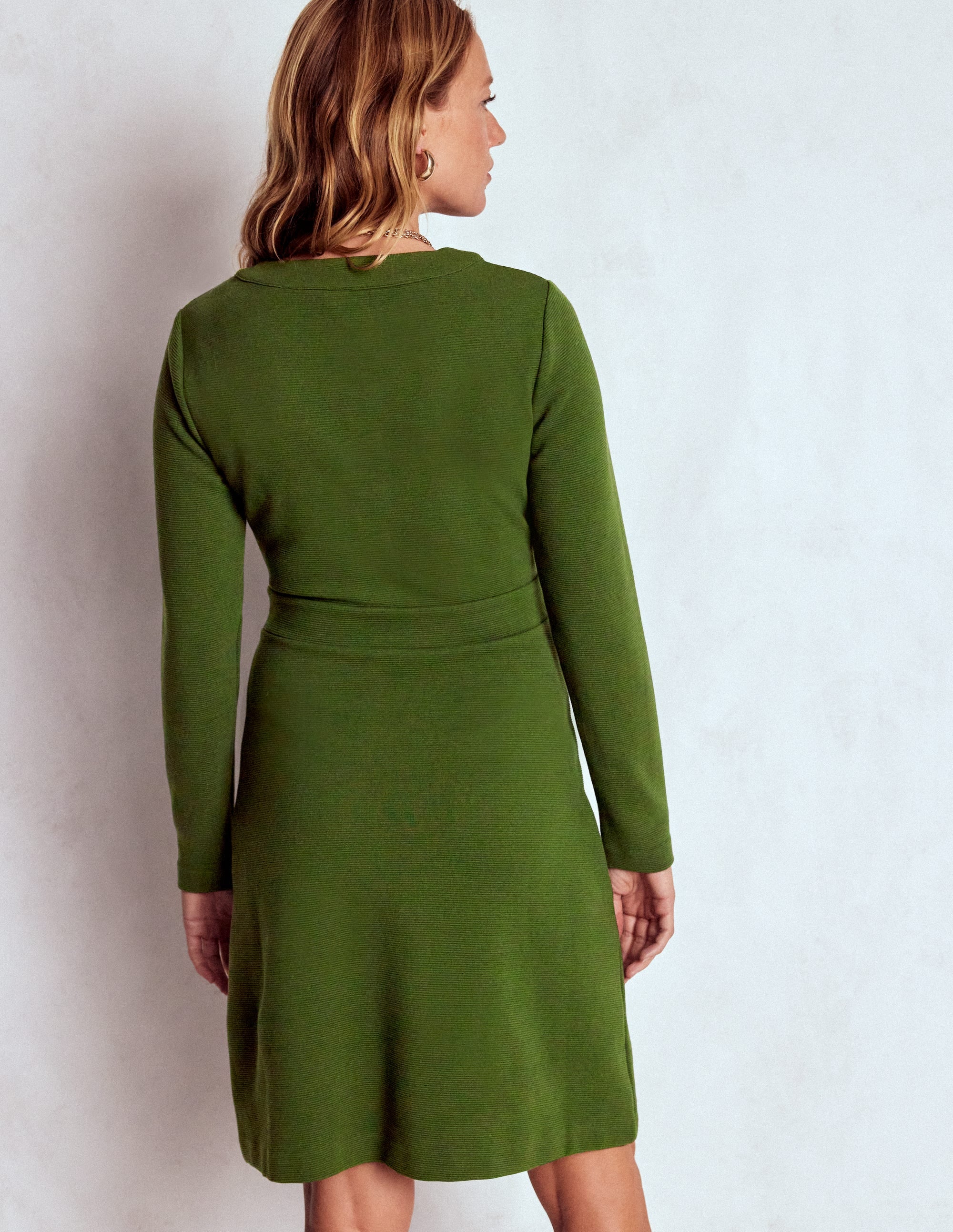 Lavinia Button Shift Dress-Douglas Fir - Image 3