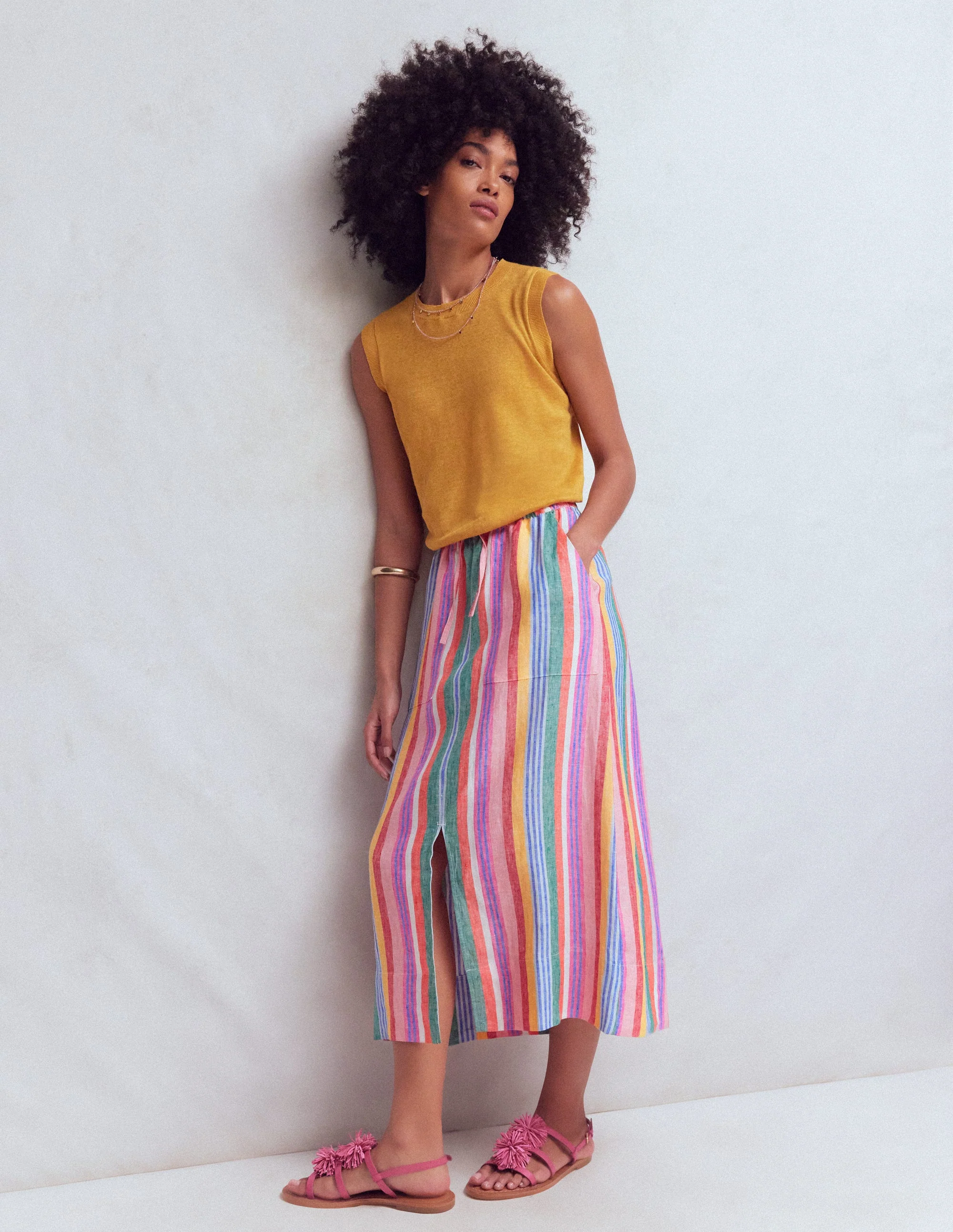 Layla Linen Skirt-Multi Stripe - Image 2