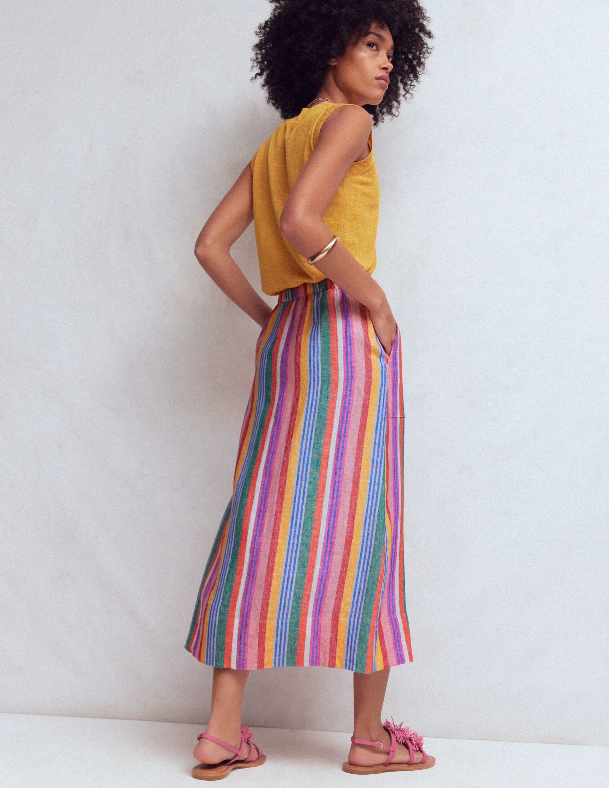 Layla Linen Skirt-Multi Stripe - Image 4