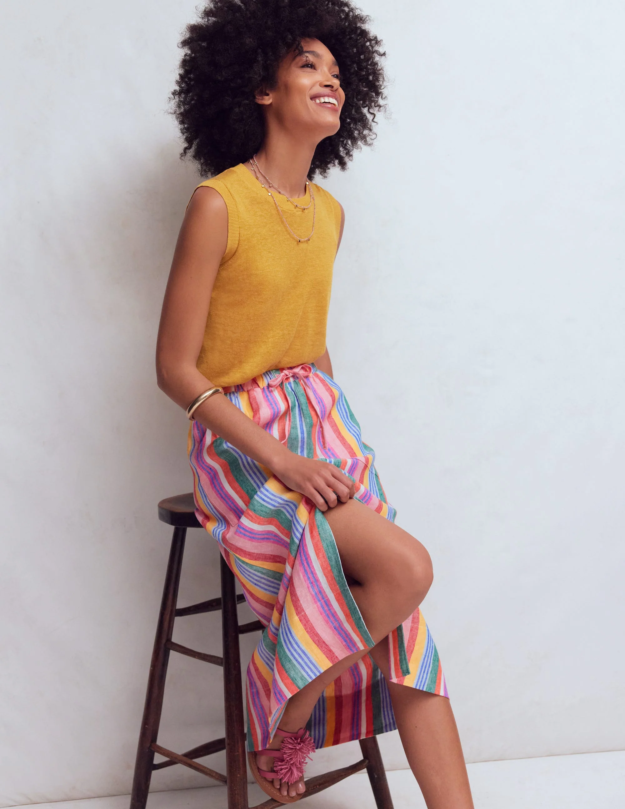 Layla Linen Skirt-Multi Stripe - Image 6