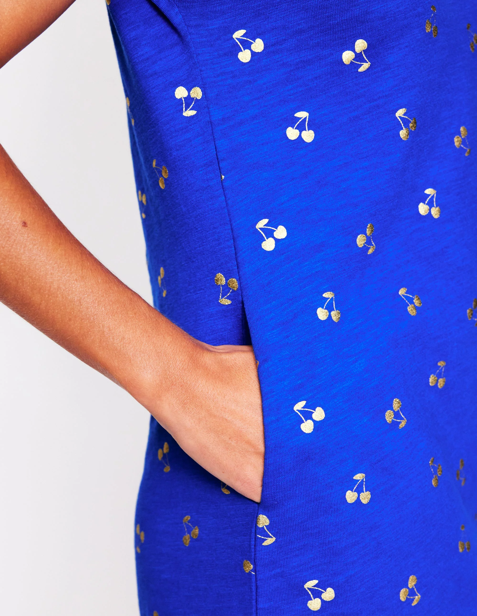 Leah Jersey T-shirt Dress-Gallery Blue, Cherry Ditsy - Image 2