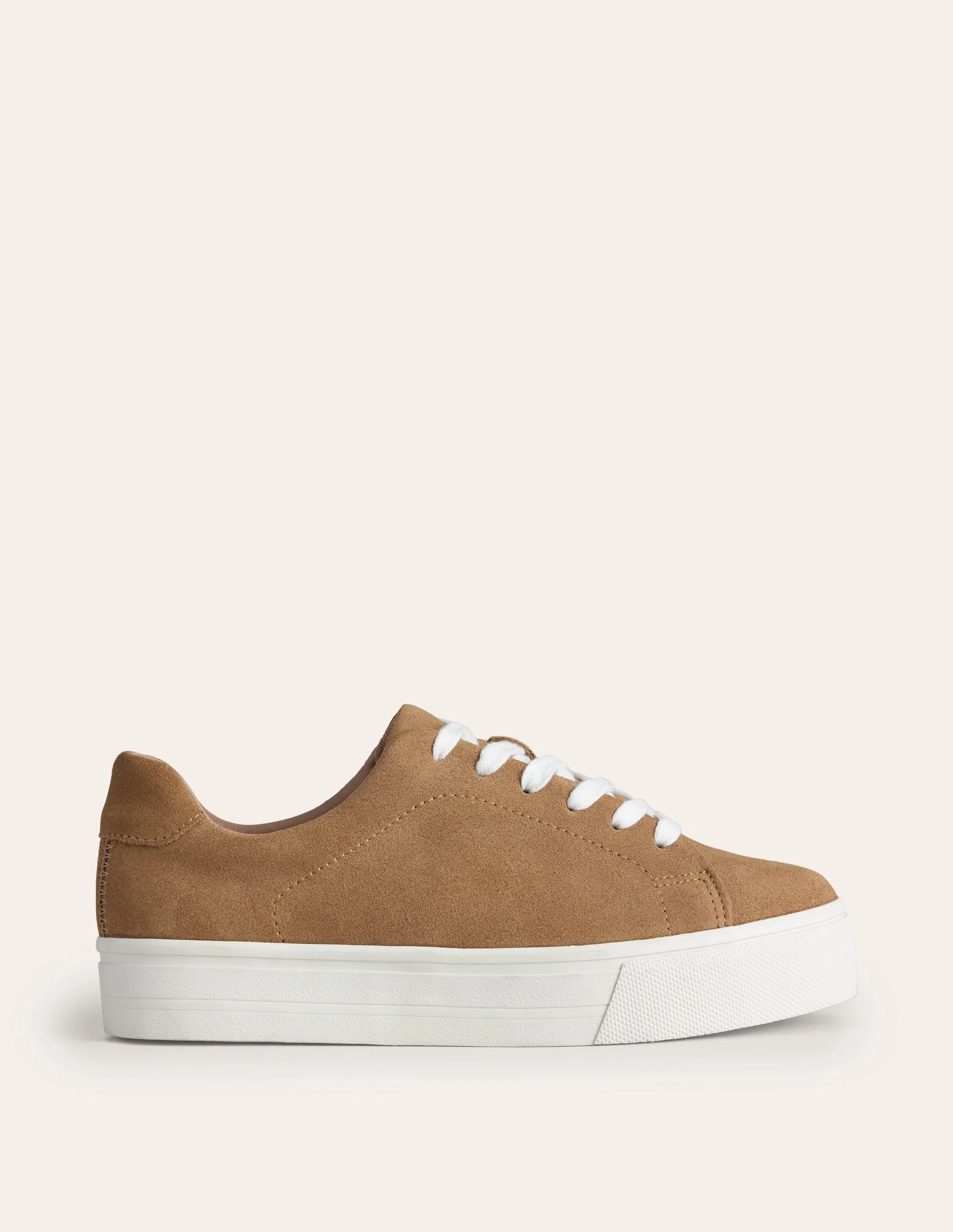 Leather Flatform Sneakers-Tan Suede - Image 2