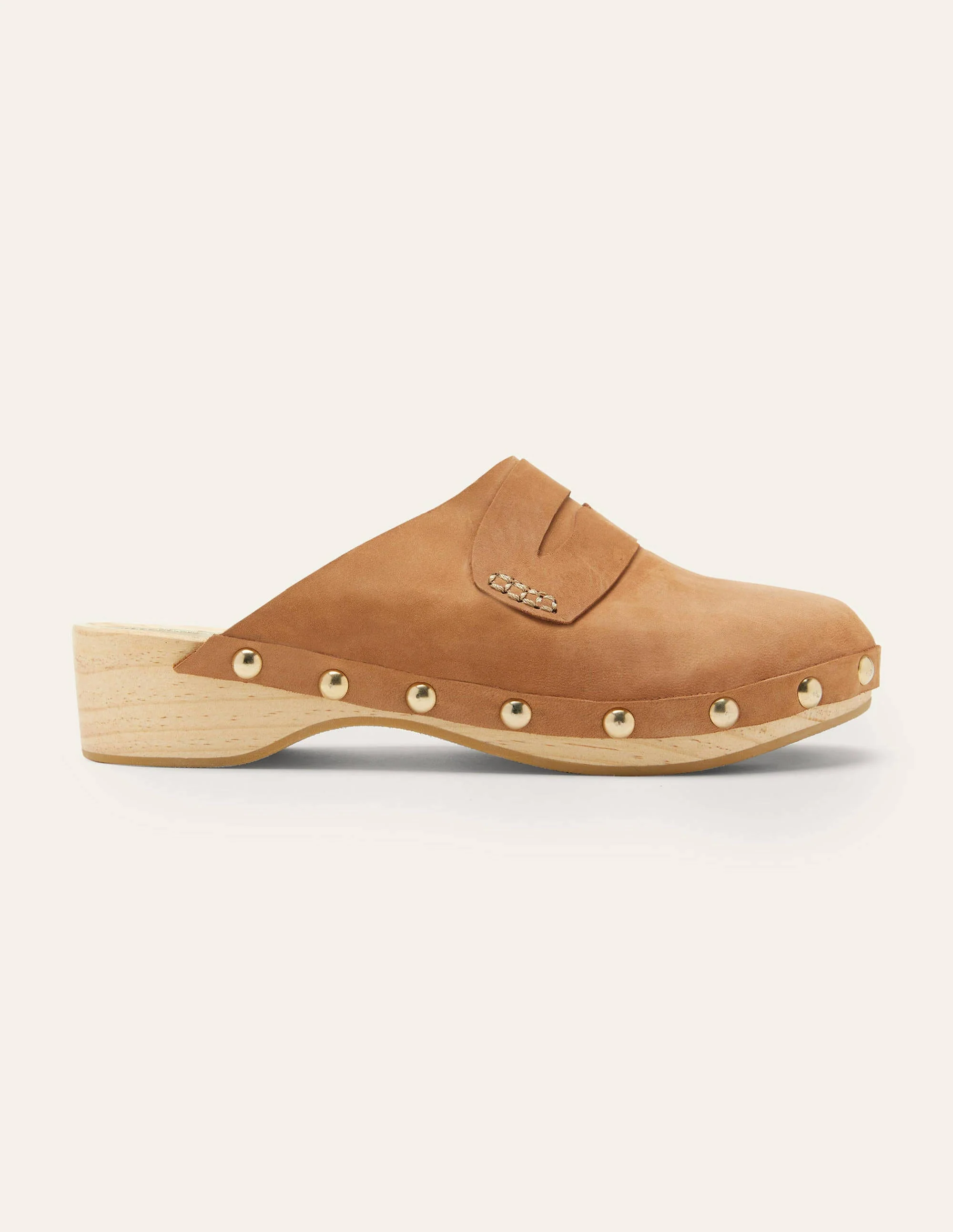Leather Heeled Clogs-Tan - Image 2