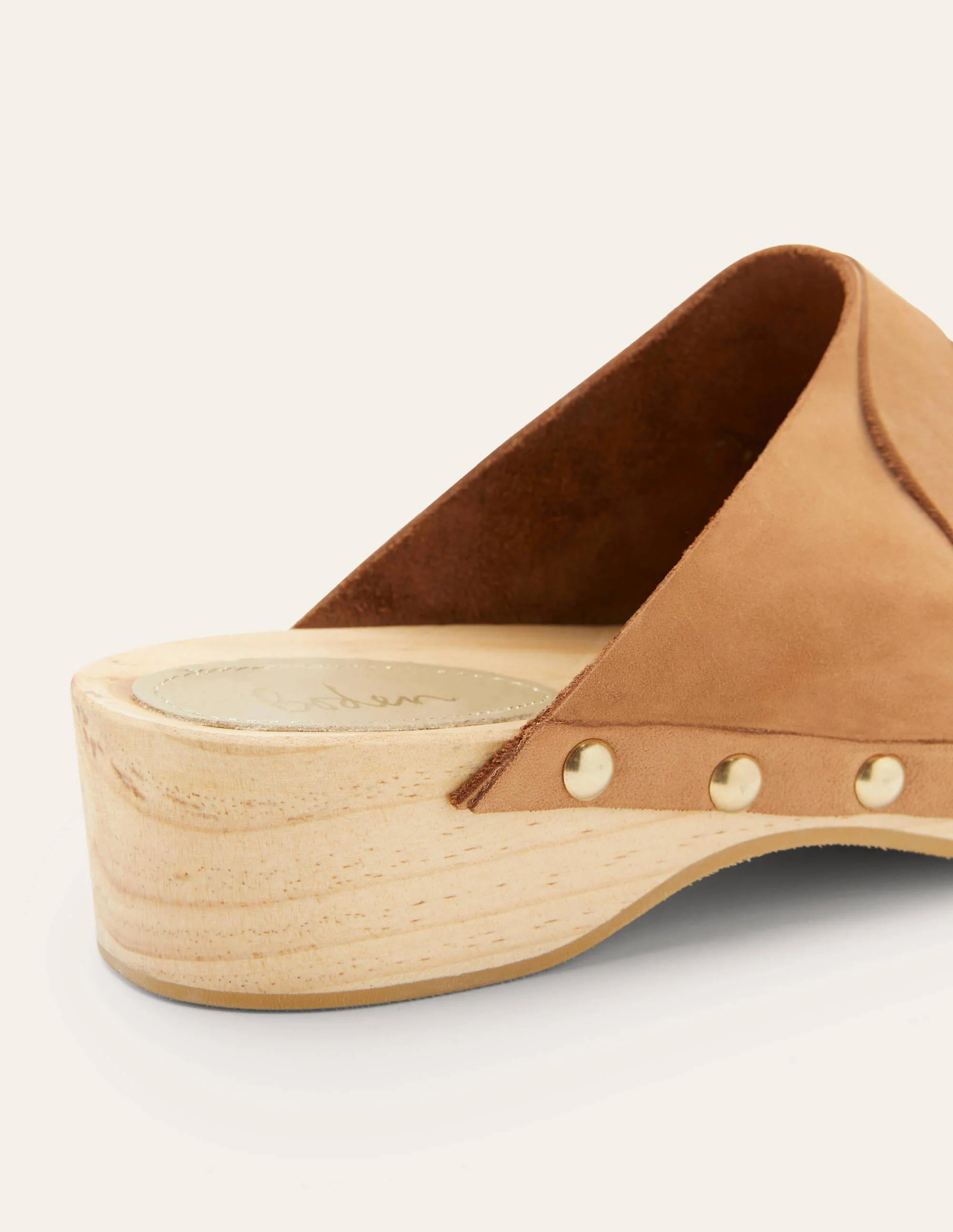Leather Heeled Clogs-Tan - Image 4
