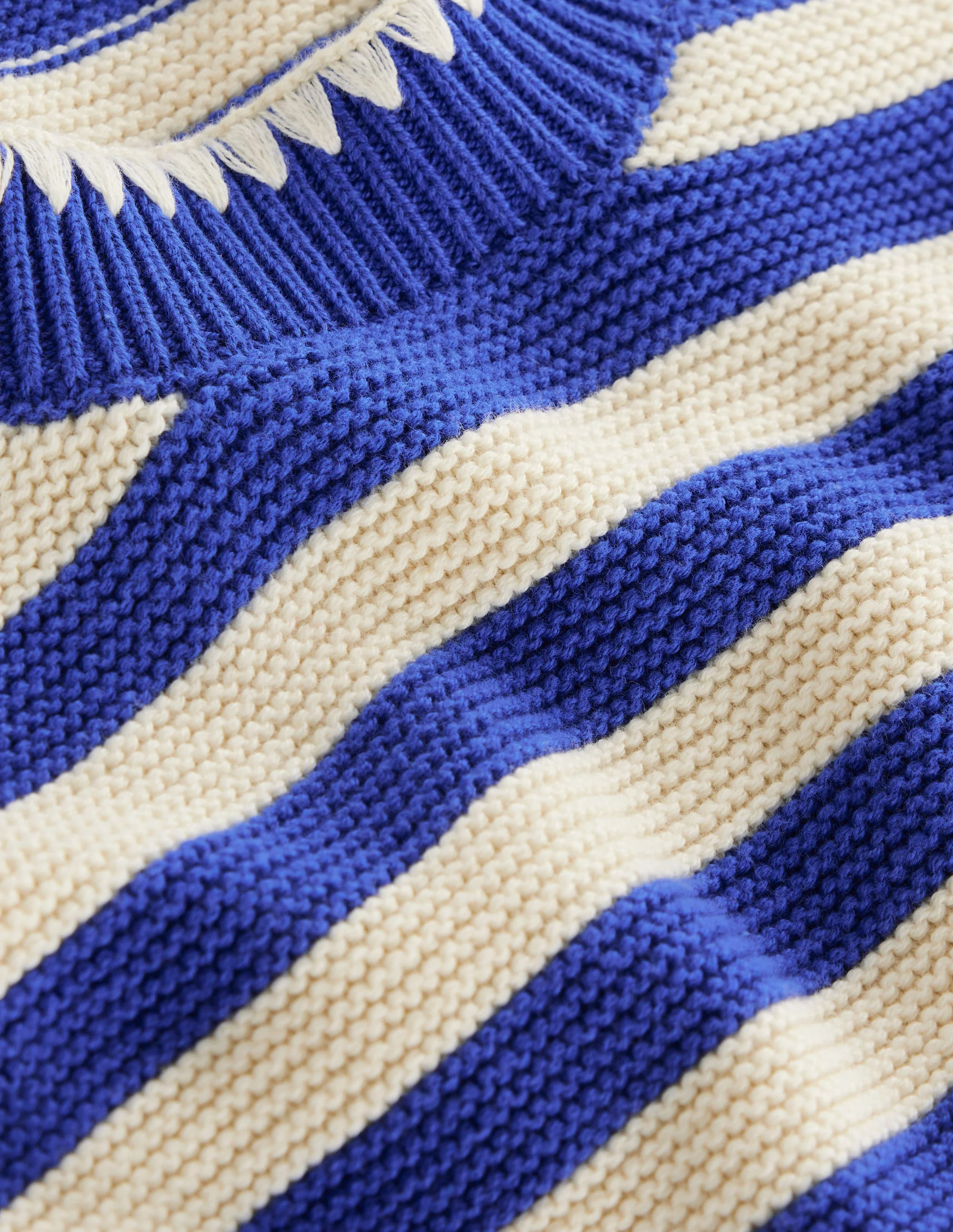 Lena Stitch Detail Sweater-Bright Blue and Ivory Stripe - Image 5