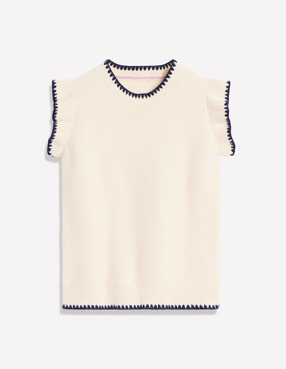 Lena Stitch Detail Vest-Warm Ivory - Image 8