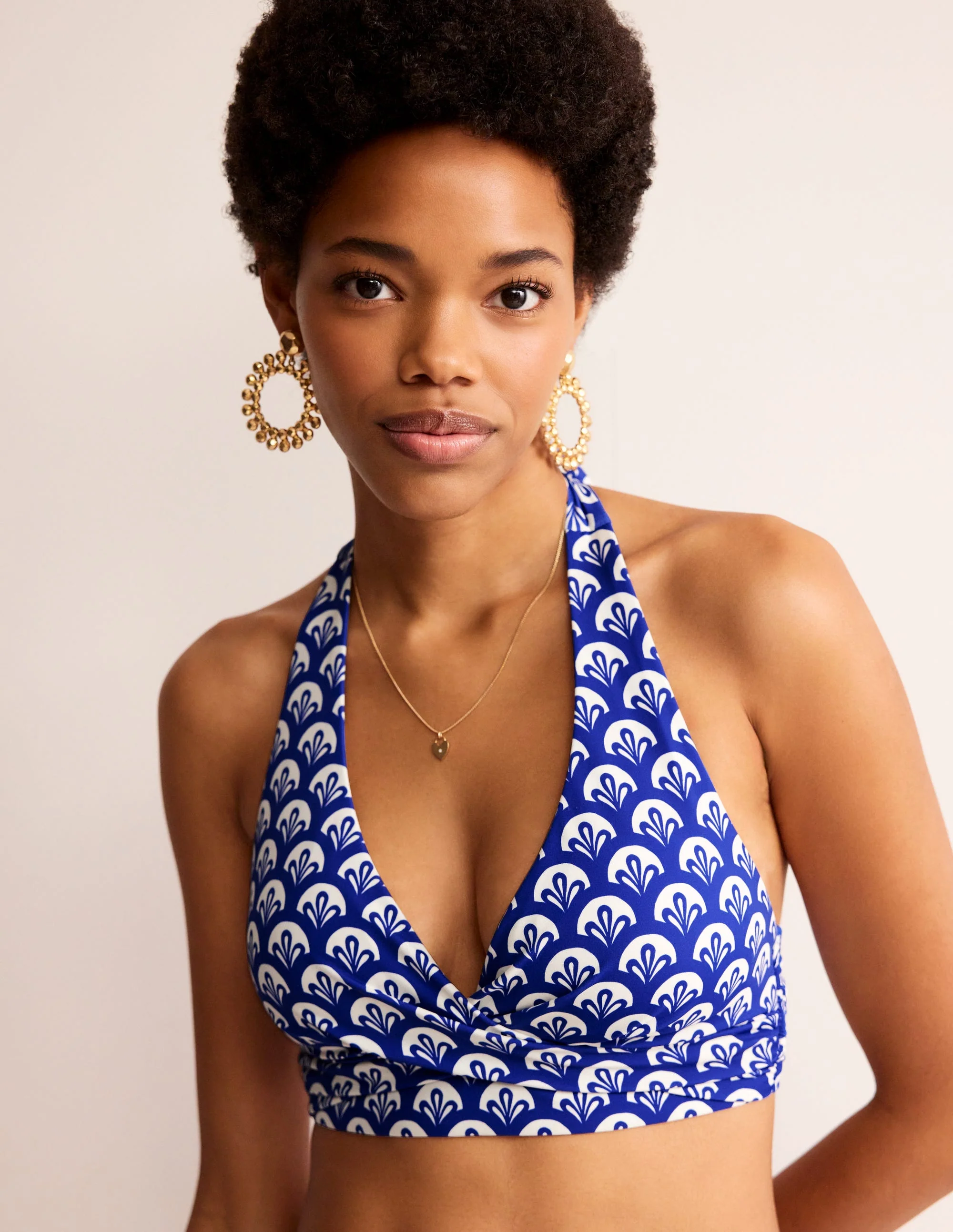 Levanzo Halter Bikini Top-Surf The Web, Foliage Geo - Image 2