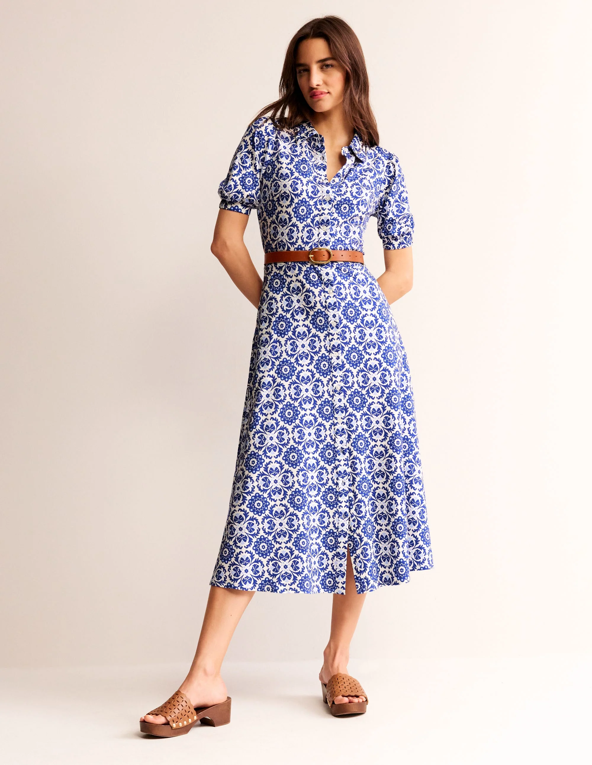 Libby Jersey Midi Shirt Dress-Surf the Web, Mosaic Bloom - Image 5