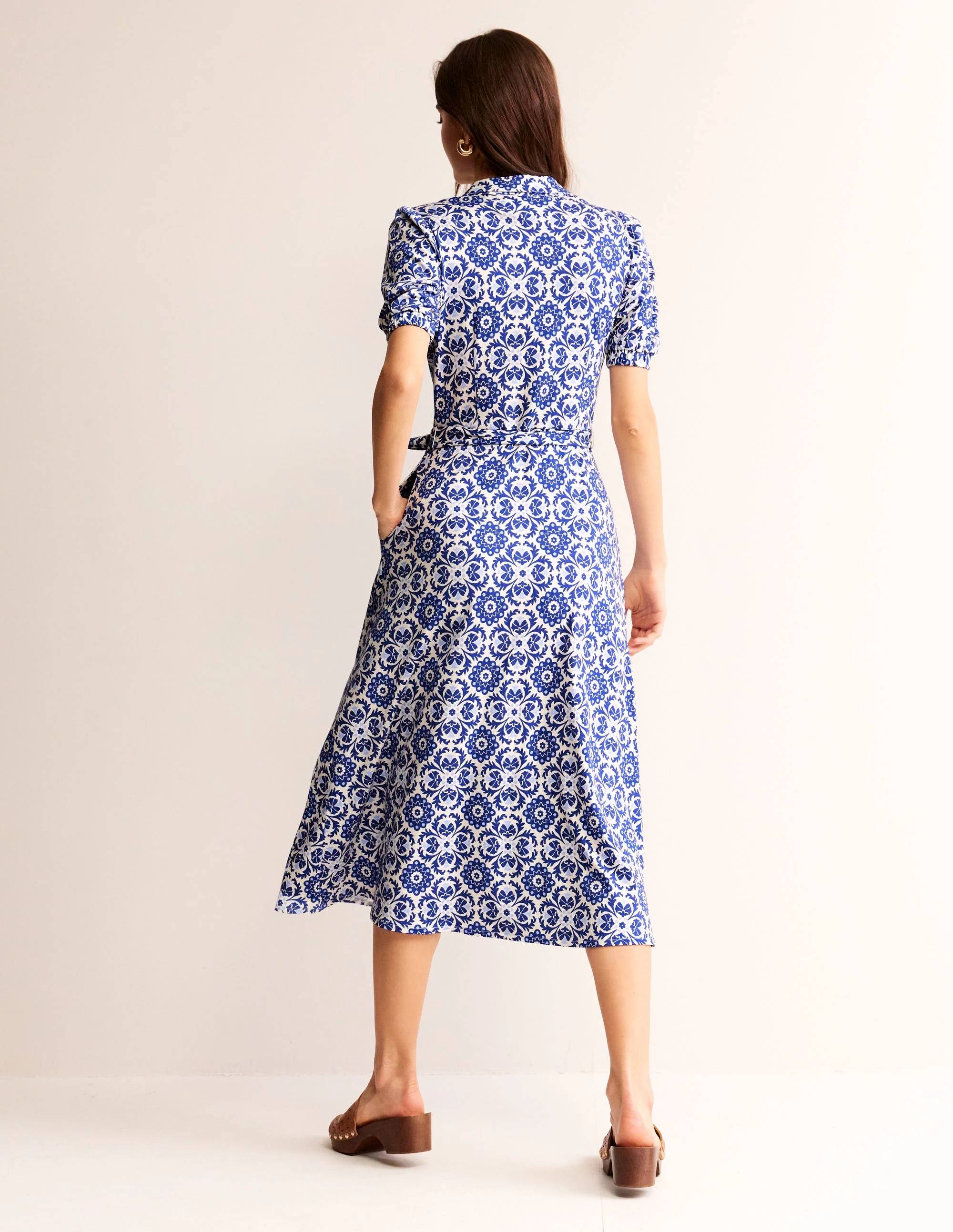 Libby Jersey Midi Shirt Dress-Surf the Web, Mosaic Bloom - Image 6