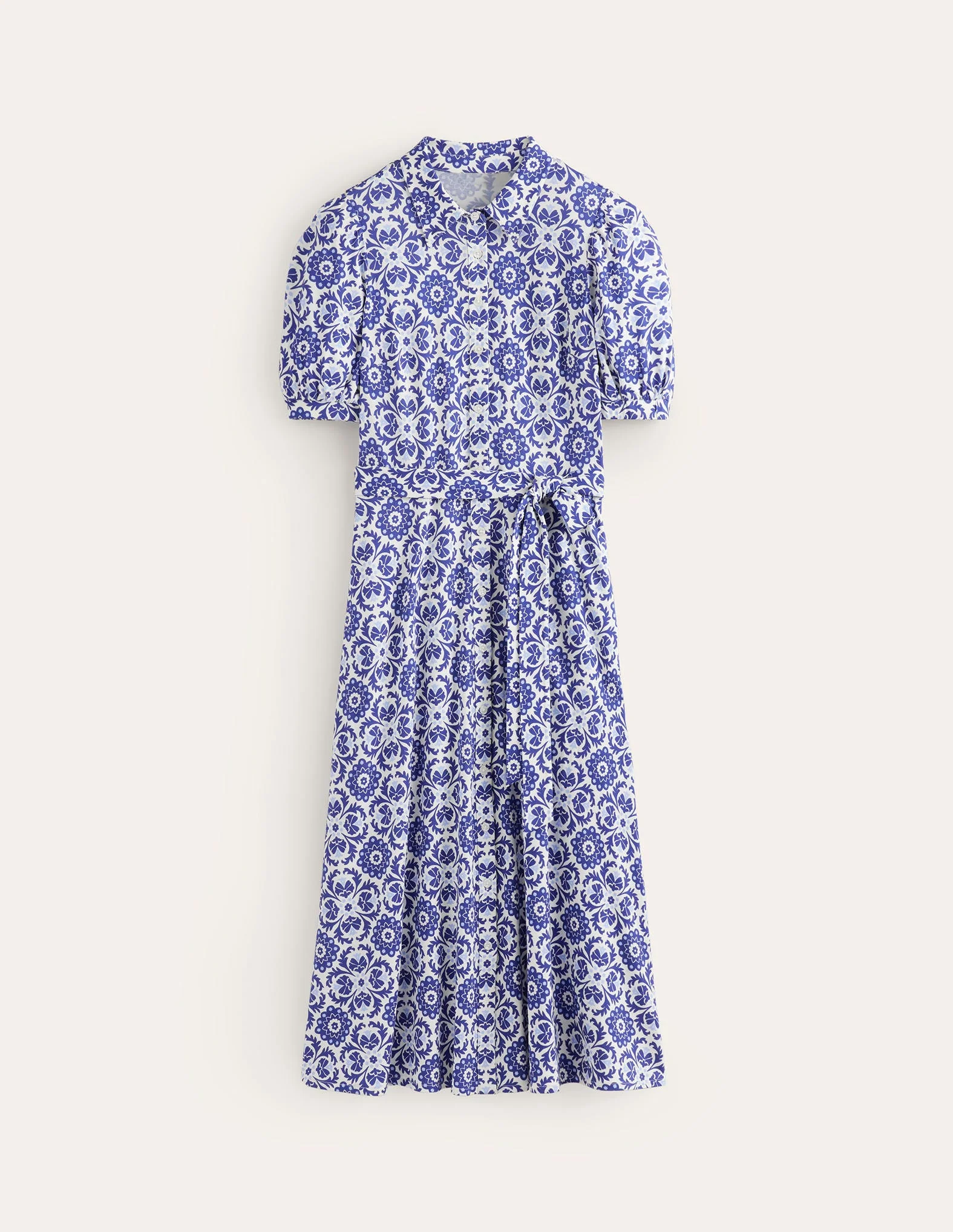 Libby Jersey Midi Shirt Dress-Surf the Web, Mosaic Bloom - Image 7