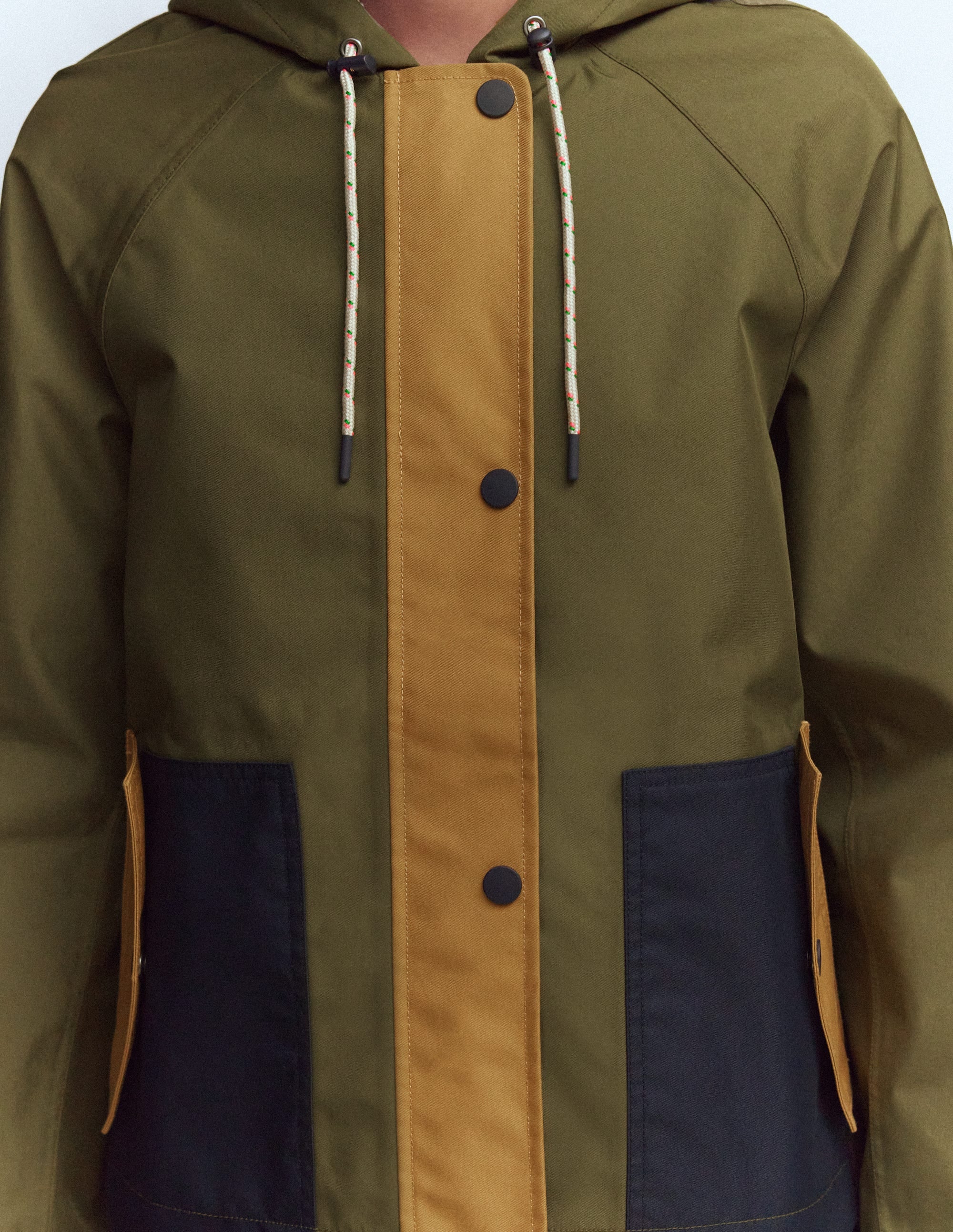 Lightweight Rain Mac-Woodland Green, Colourblock - Image 3