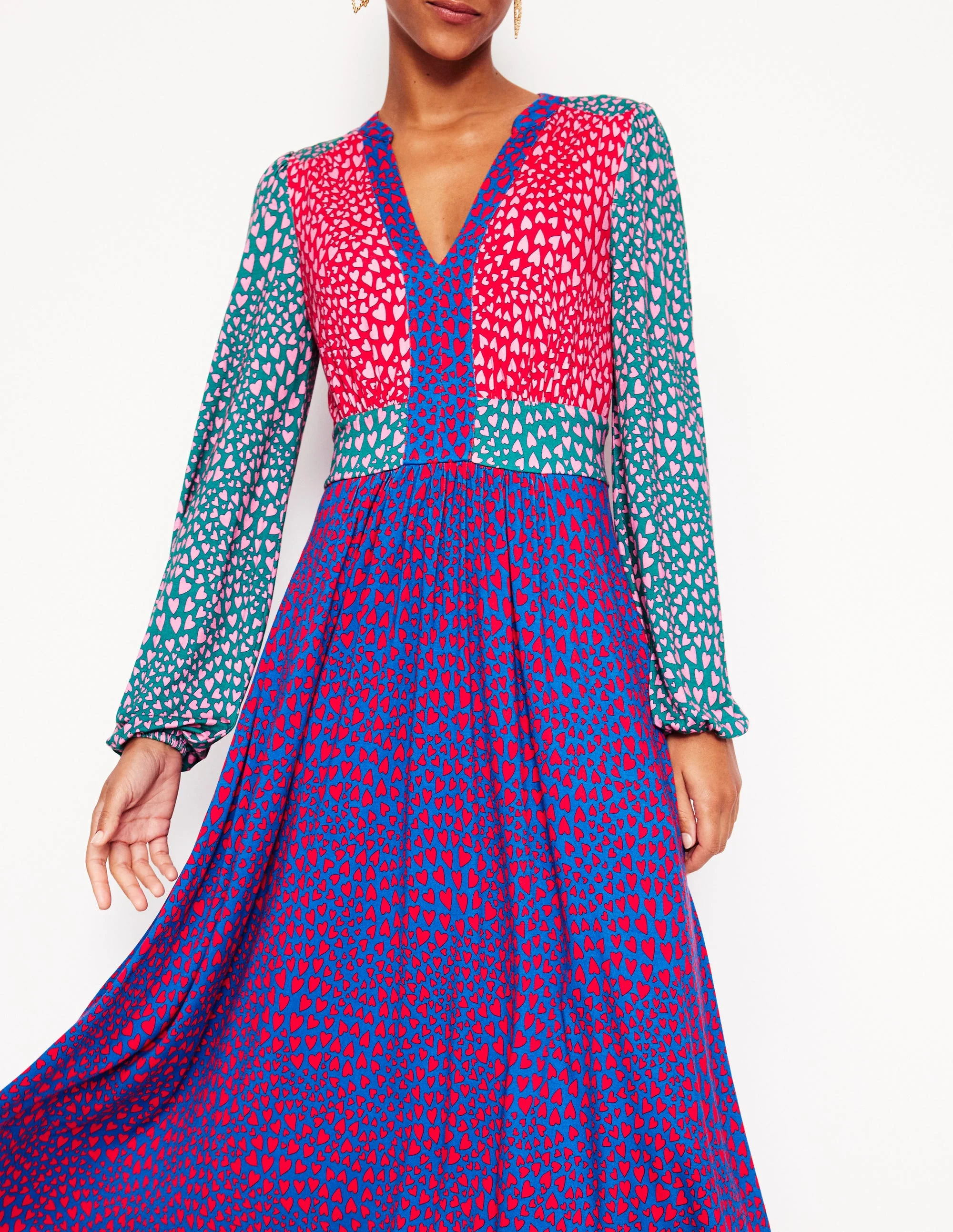 Lily Long Sleeve Midi Dress-Multi, Heart Cluster - Image 3