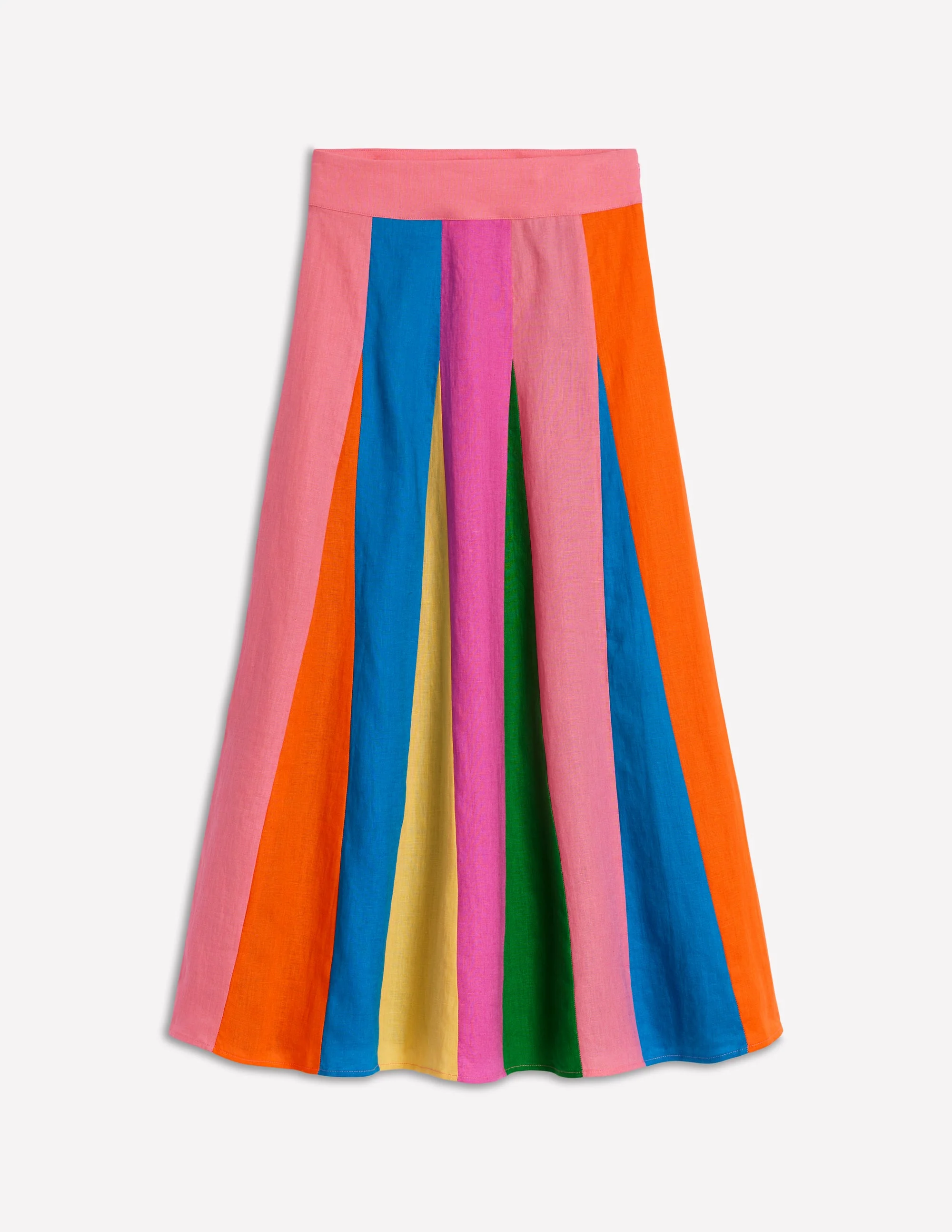 Linen Flippy Maxi Skirt-Multi Colourblock - Image 5