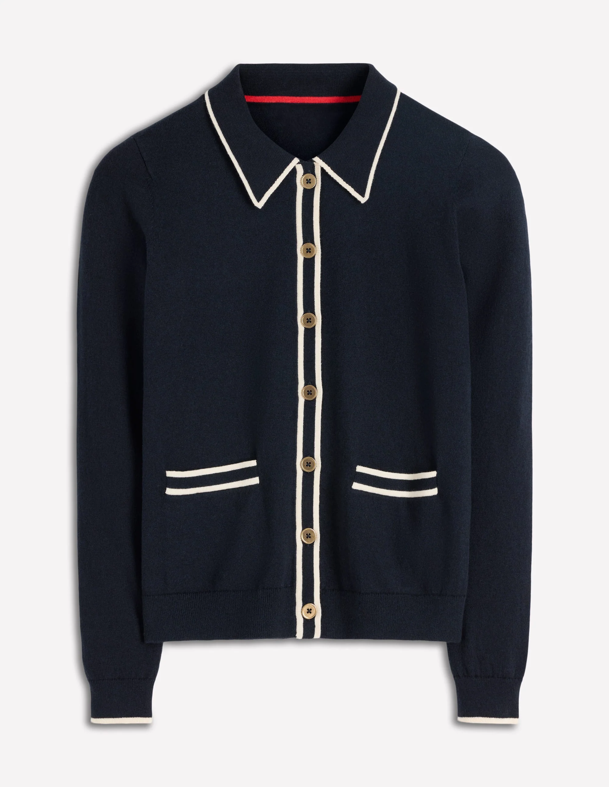 Liz Knitted Collared Cardigan-Navy - Image 5