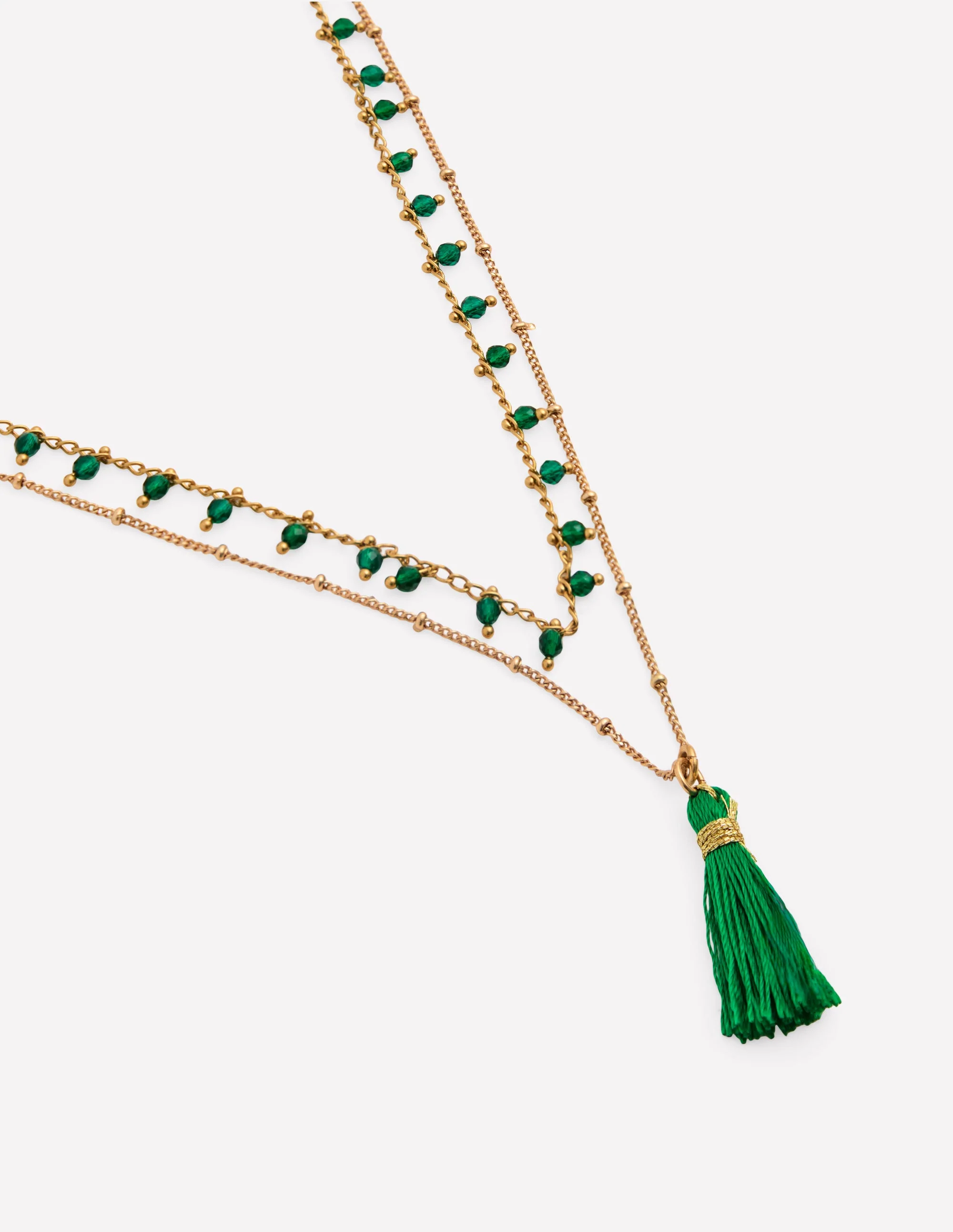 Long Line Layer Necklace-Green - Image 2