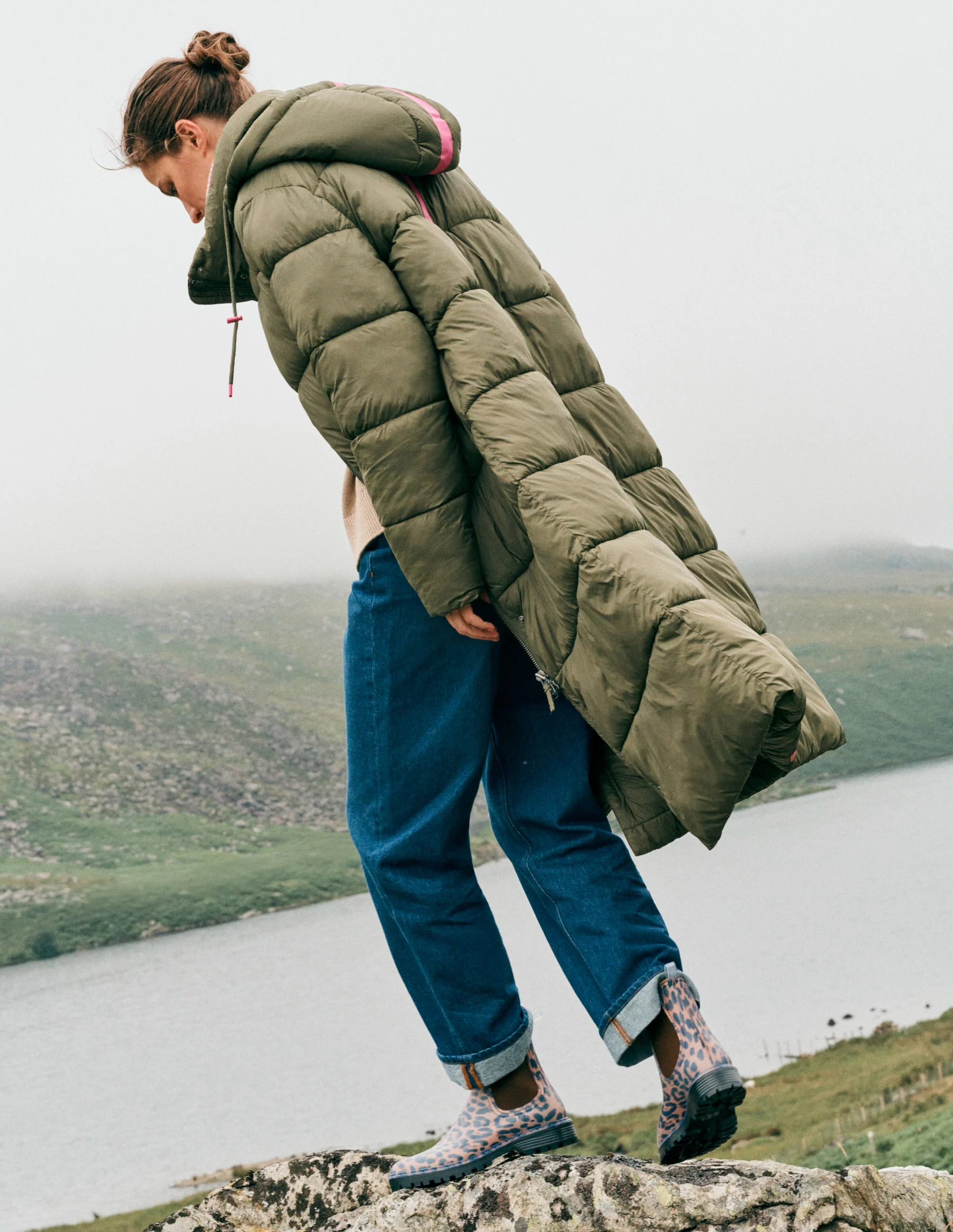 Longline Padded Coat-Woodland Green - Image 2