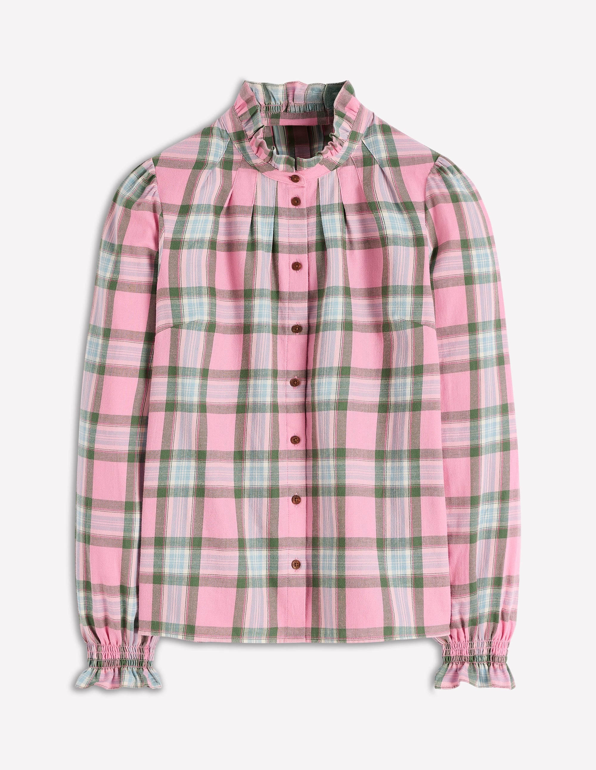 Lorna Brushed Cotton Top-Pink and Green Check - Image 5