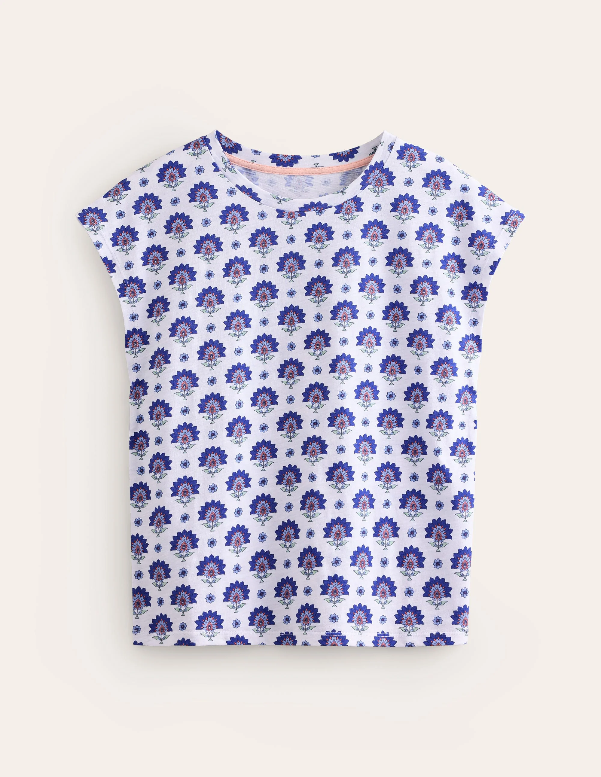 Louisa Printed Slub T-Shirt-Bright Blue, Passion Geo - Image 5