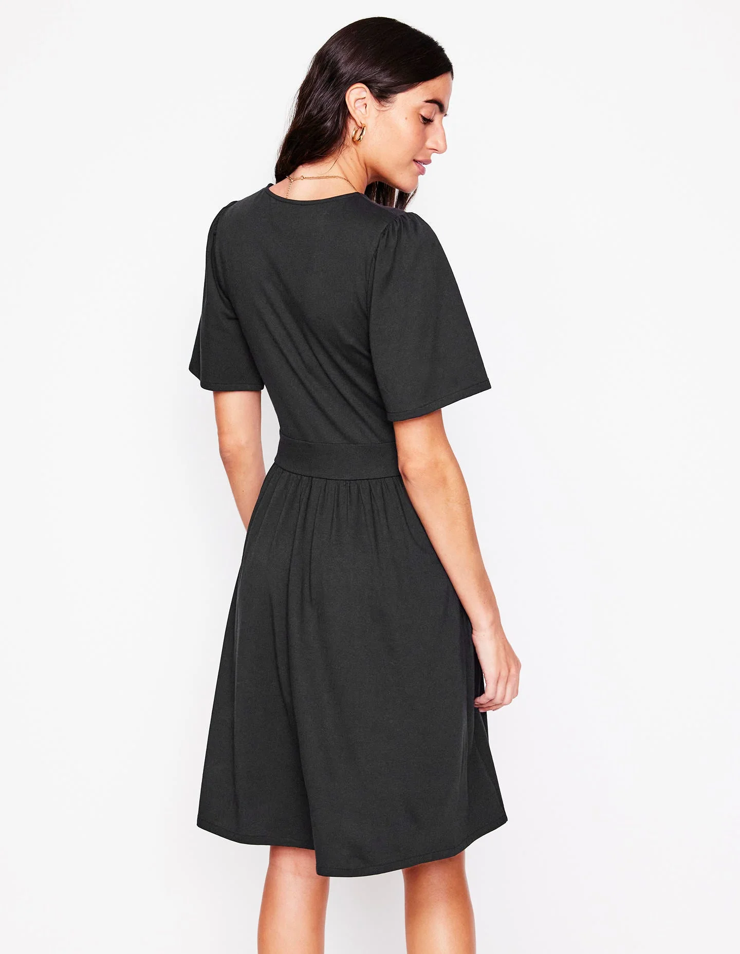 Louisa Short Jersey Dress-Black - Image 3