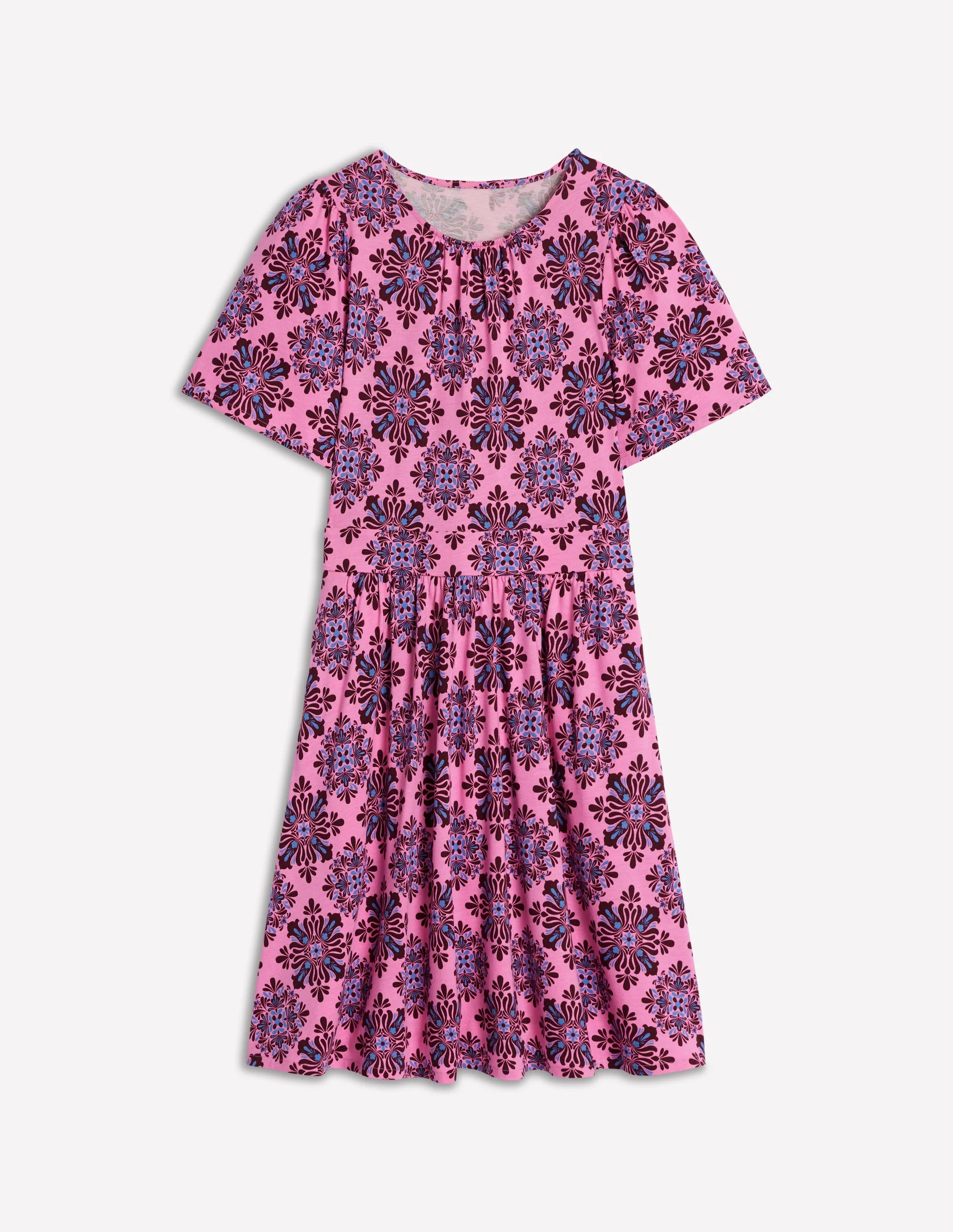 Louisa Short Jersey Dress-Pink Lemonade, Bloom Mosaic - Image 5