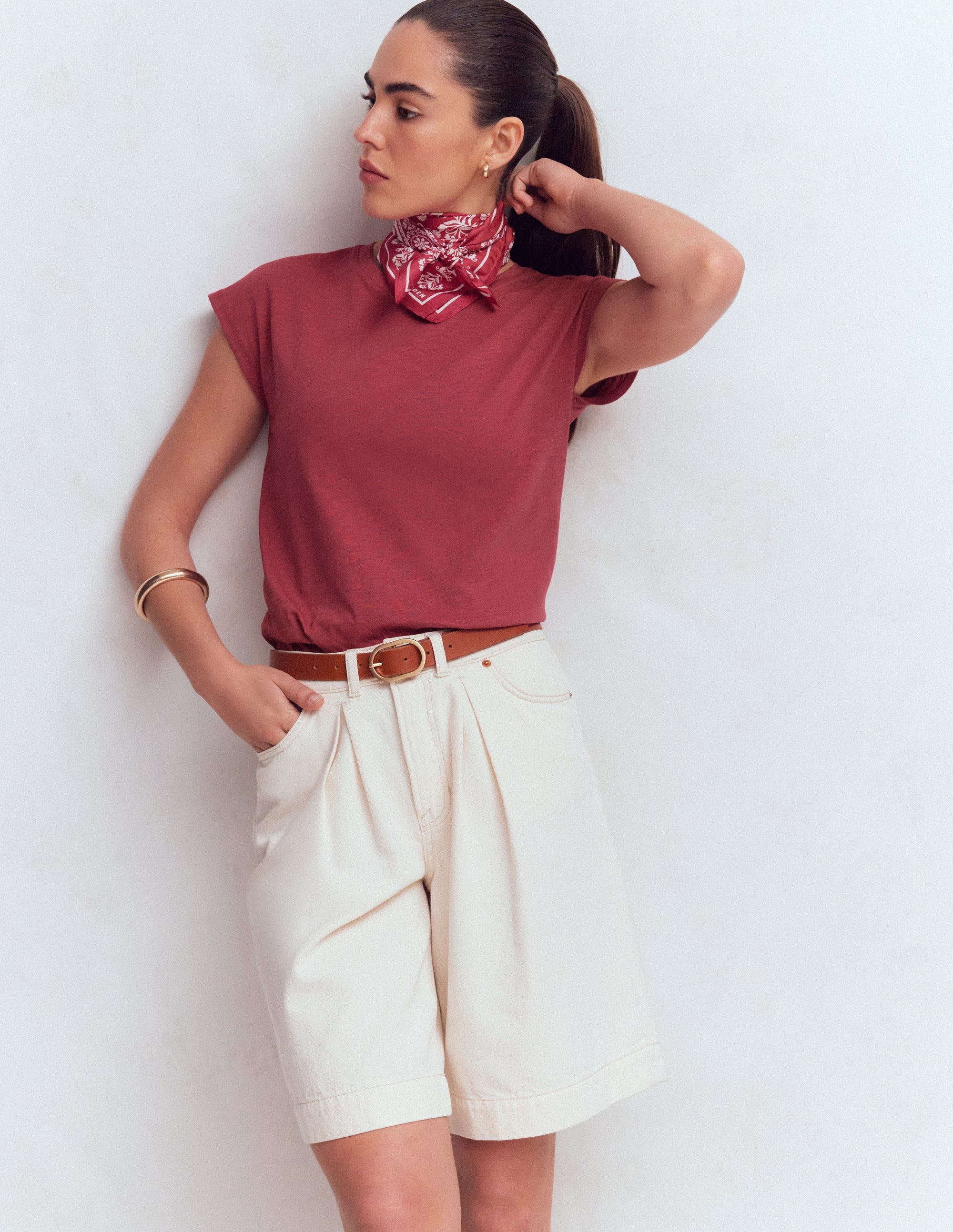 Louisa Slub T-Shirt-Earth Red - Image 4