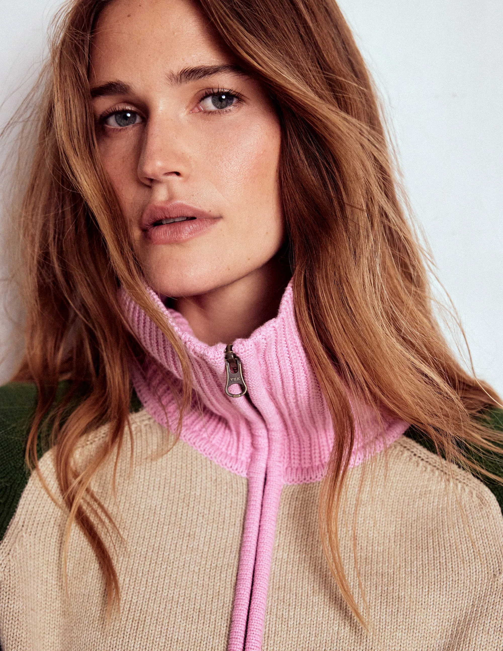 Lucy Half-zip Sweater-Chinchilla Melange, Green Fir - Image 2