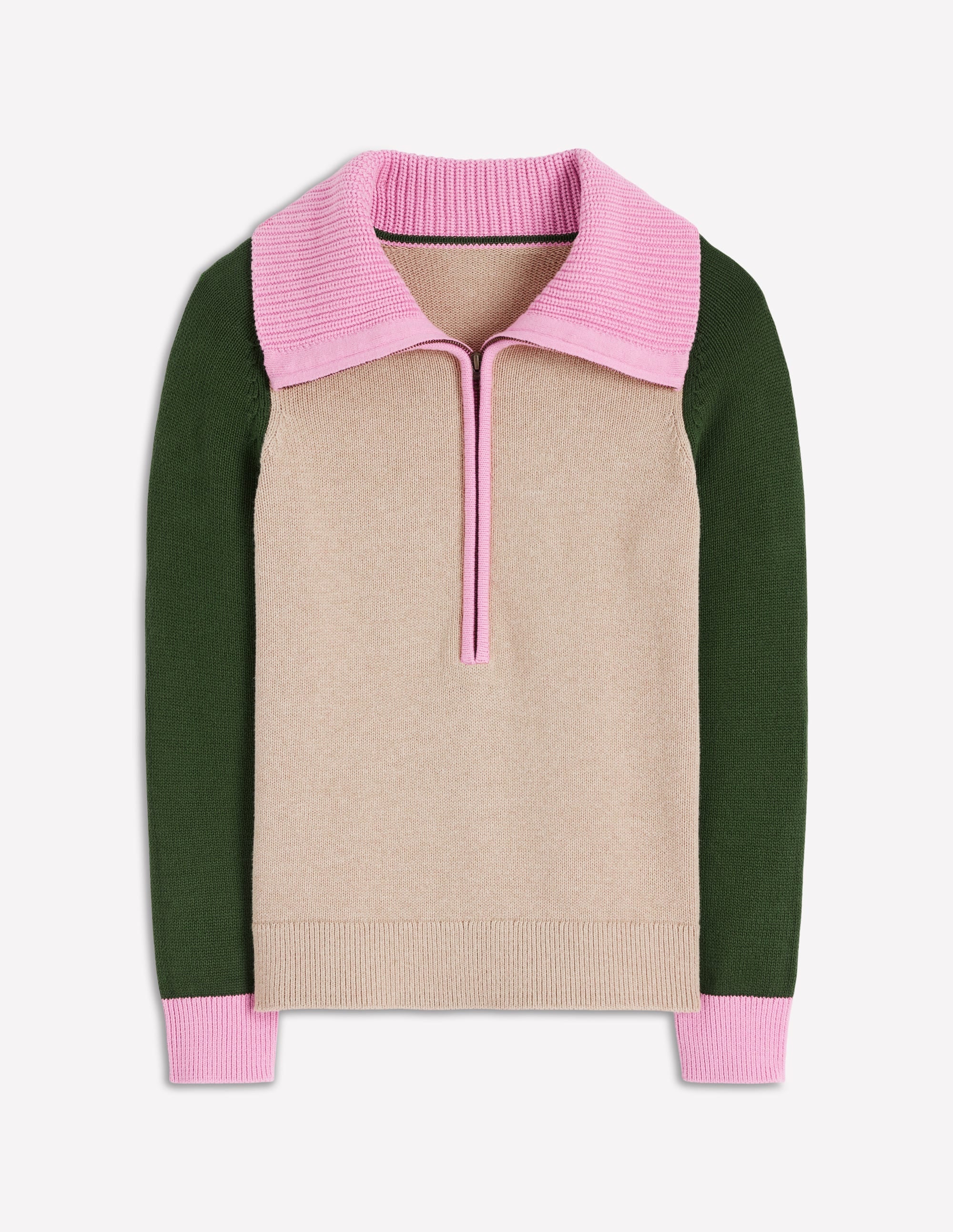 Lucy Half-zip Sweater-Chinchilla Melange, Green Fir - Image 6