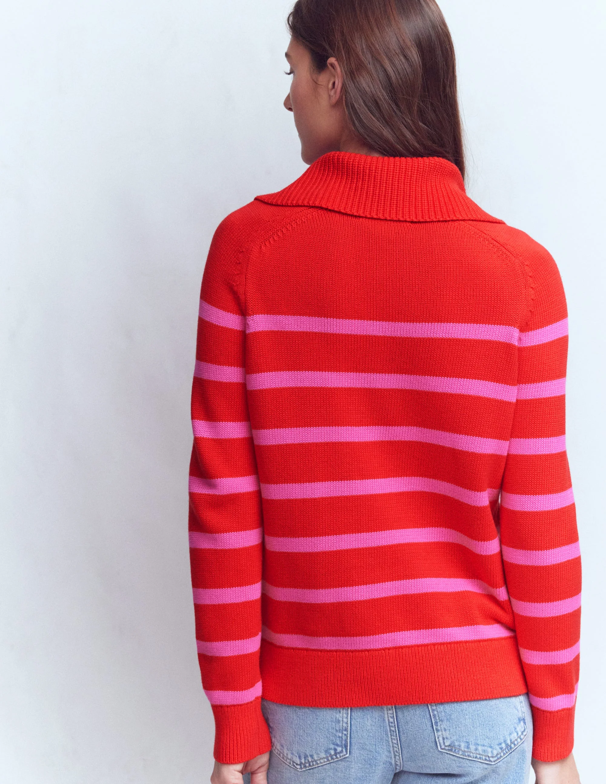 Lucy Half-zip Sweater-Pink/ Red - Image 3