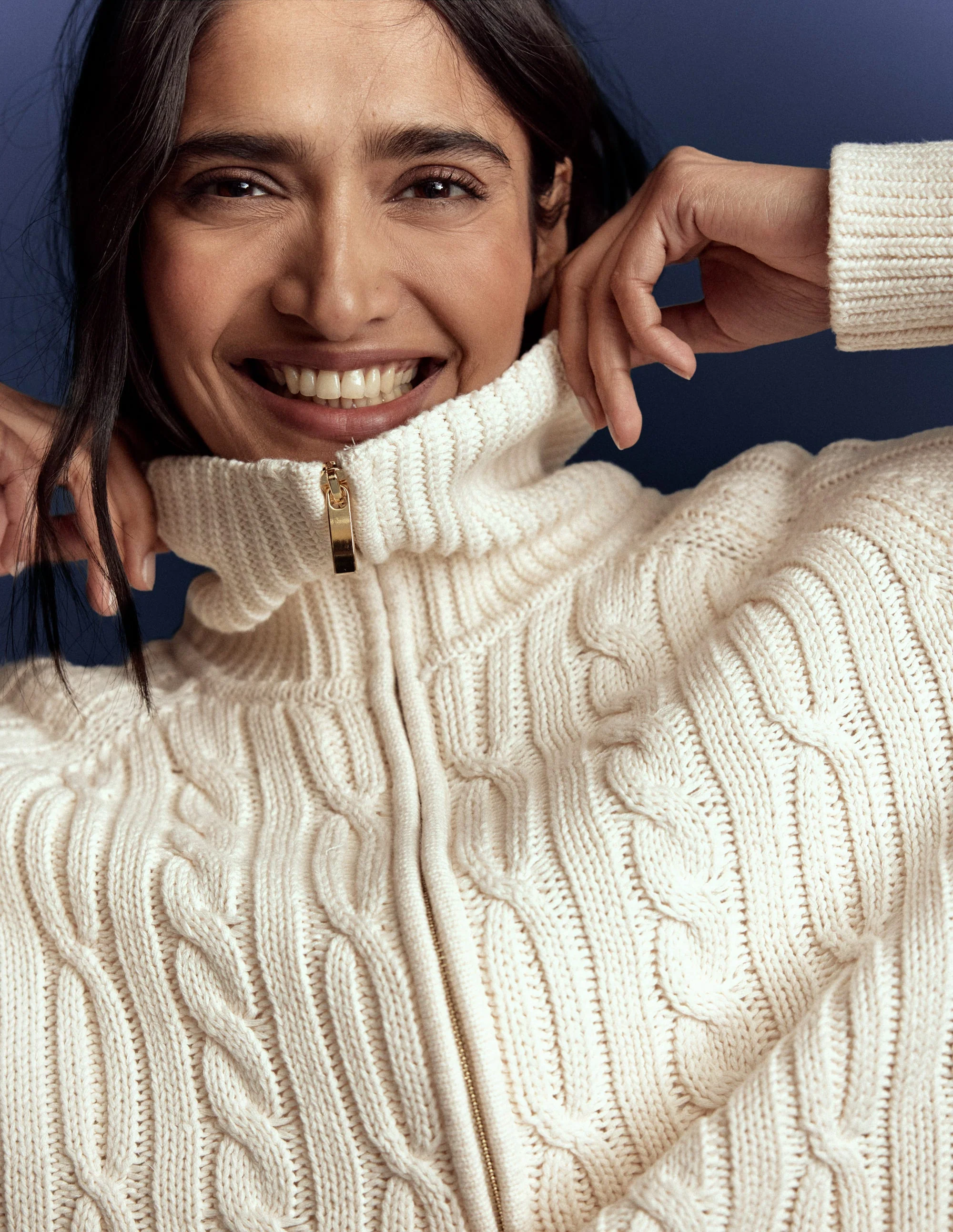 Lucy Half-zip Sweater-Warm Ivory Cable - Image 2