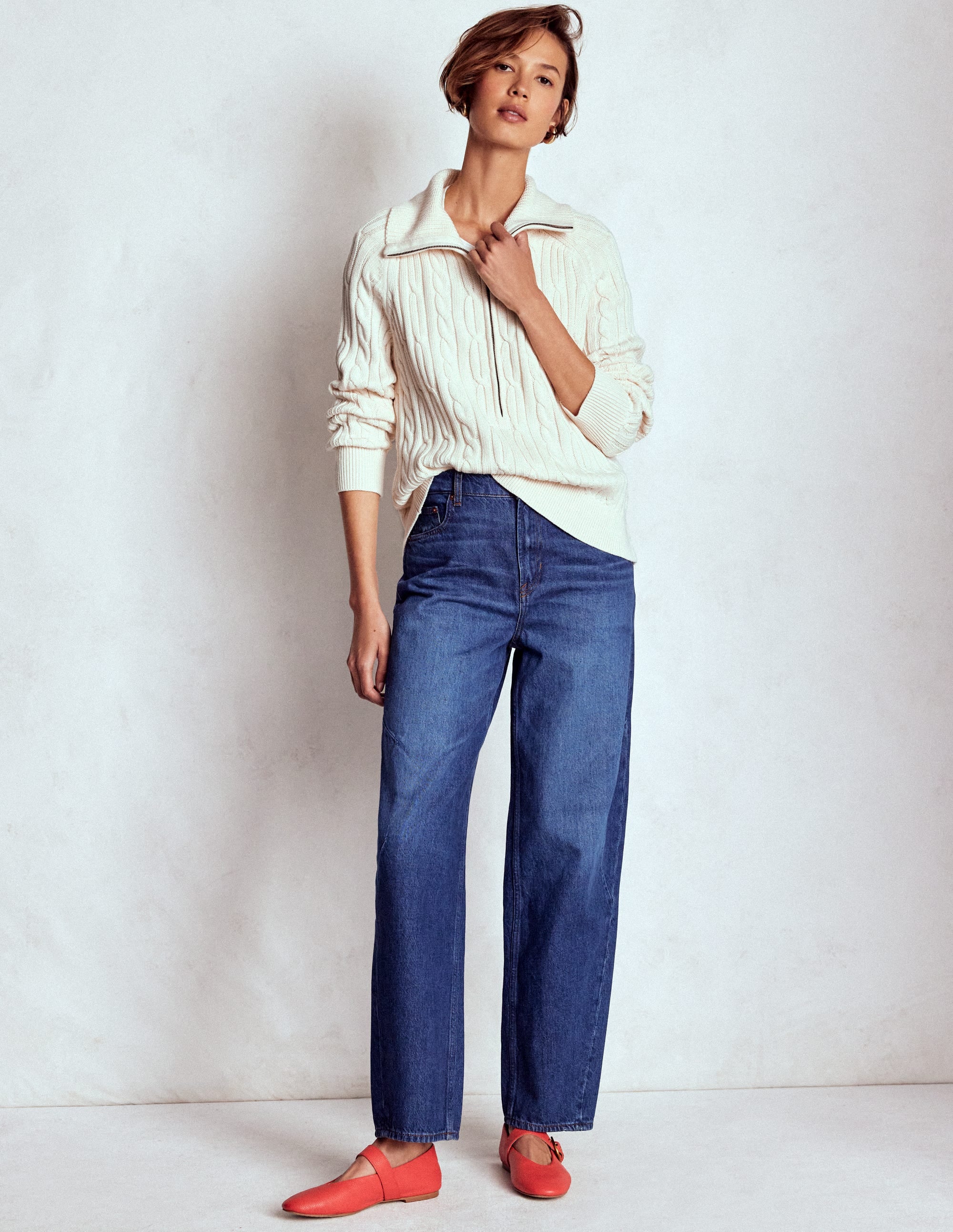 Lucy Half-zip Sweater-Warm Ivory Cable - Image 7