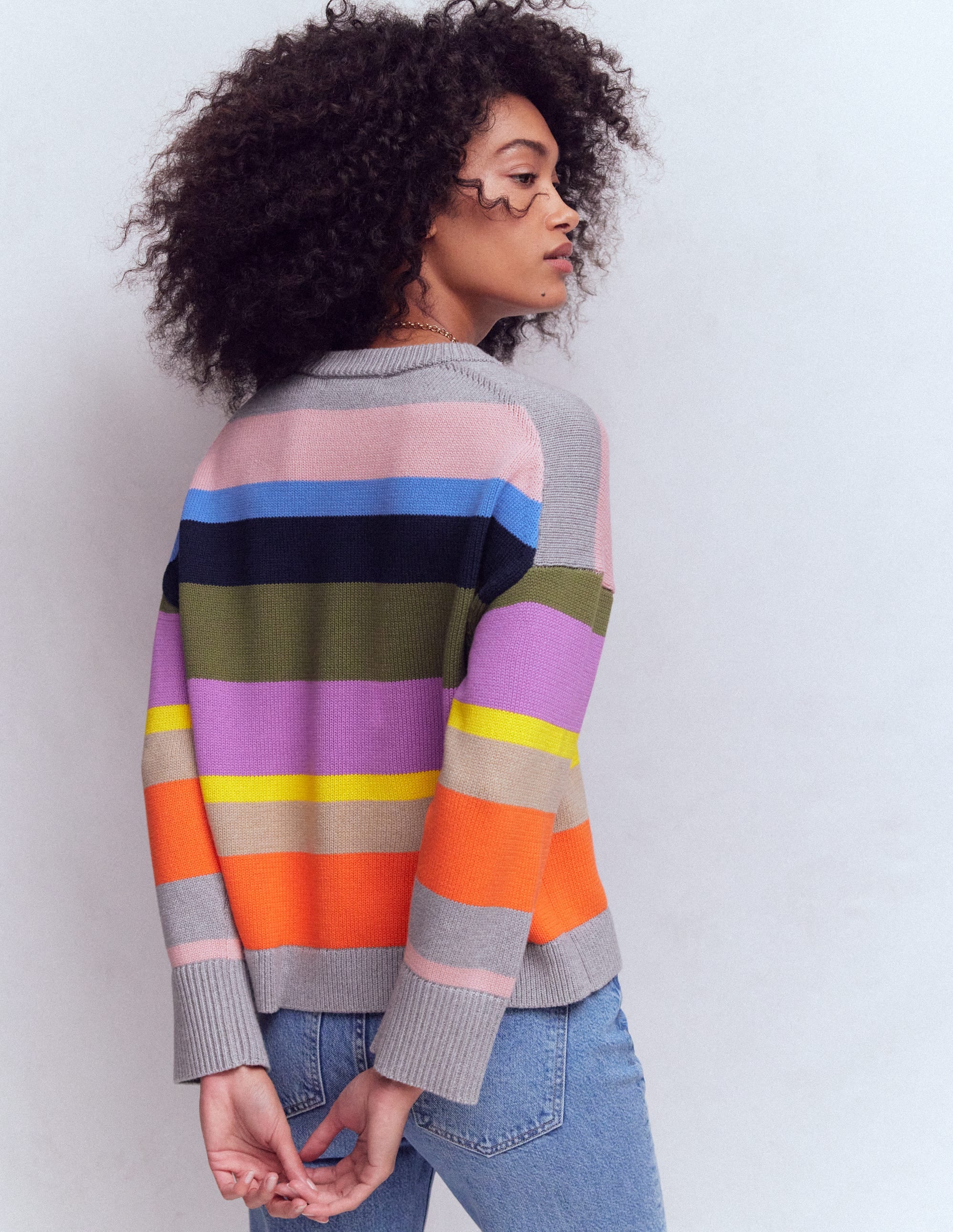 Lucy Relaxed Cotton Sweater-Mutli, Rainbow - Image 3