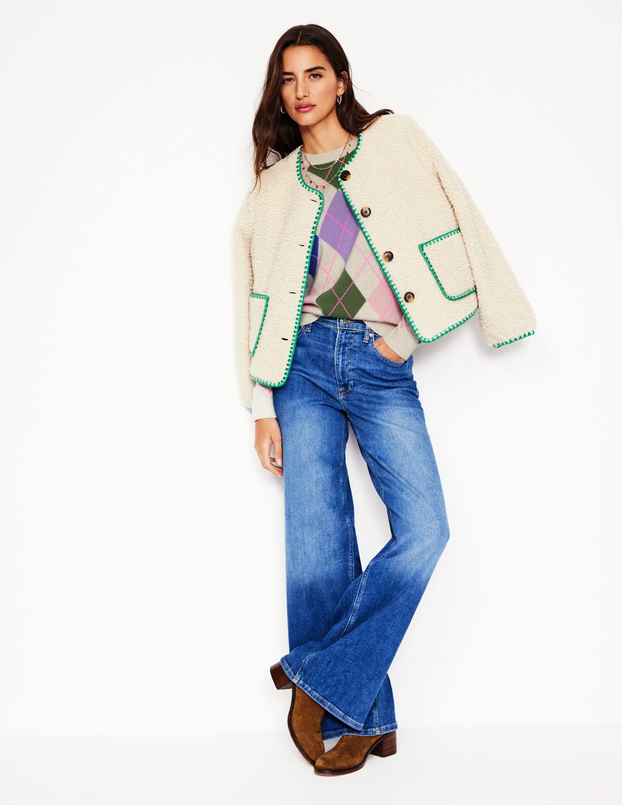 Lydia Cashmere Jumper-Multi, Camel - Image 4
