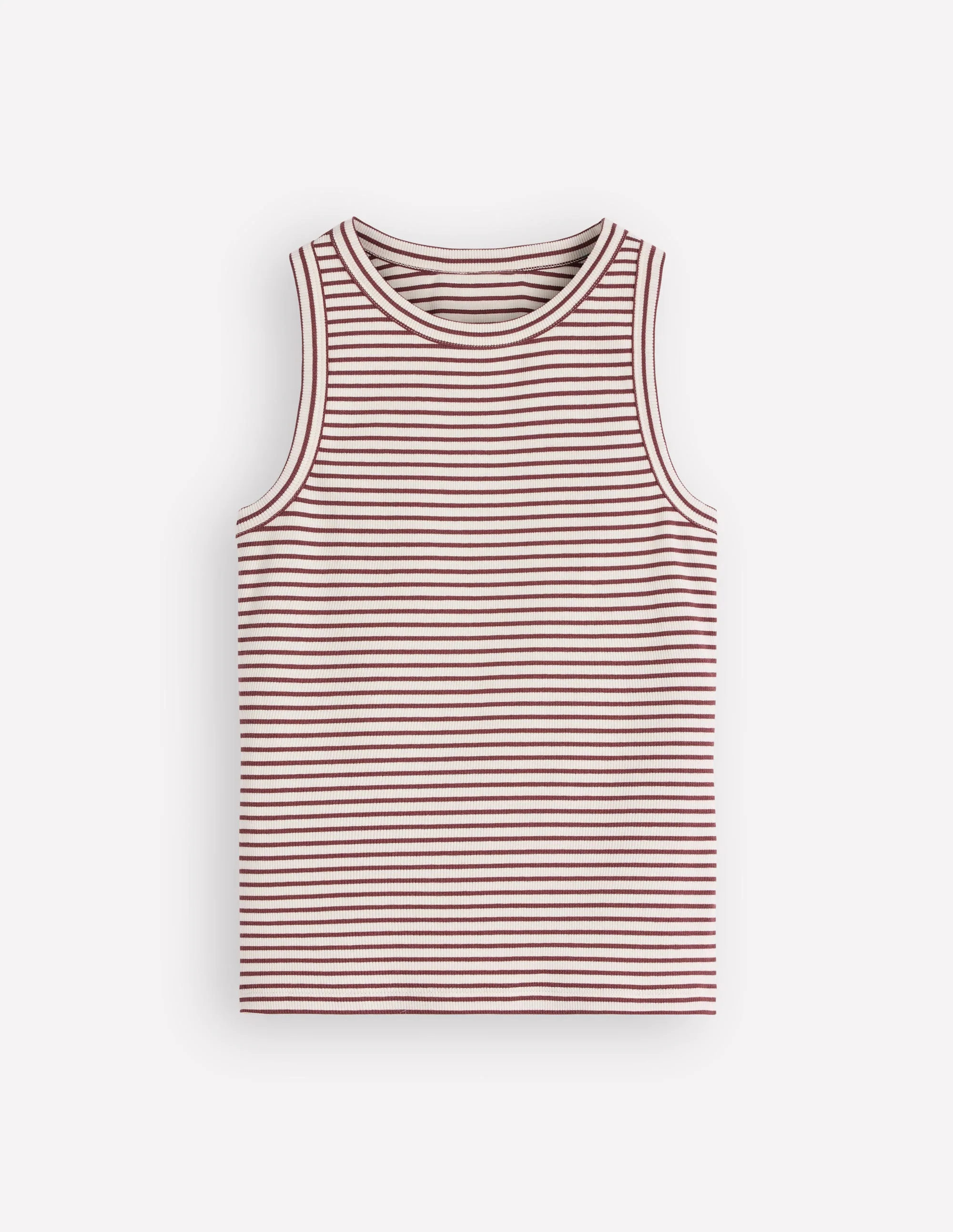 Lyra Ribbed Cotton Tank-Ivory & Brown Stripe - Image 6
