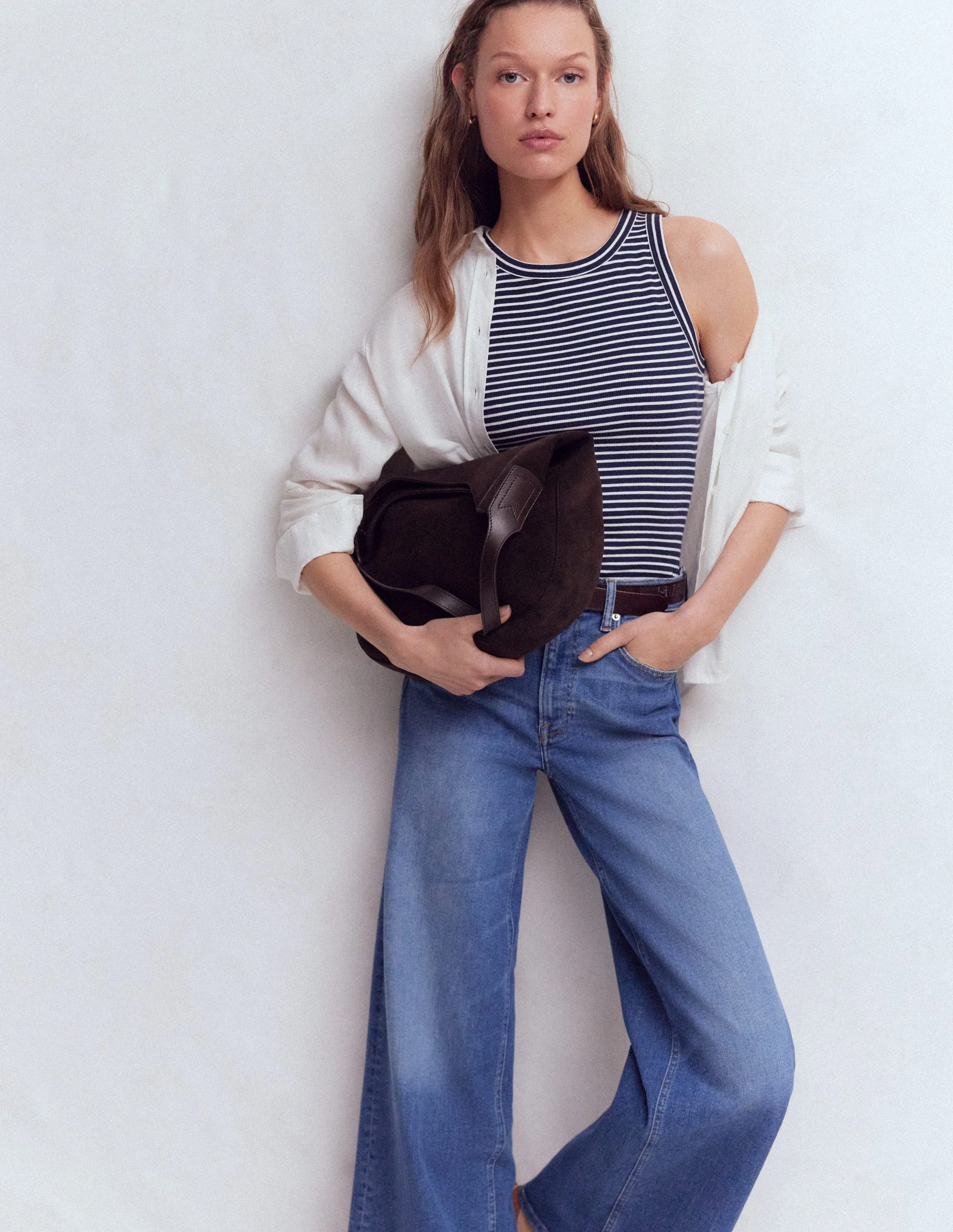 Lyra Ribbed Cotton Tank-Navy & Ivory Stripe - Image 5